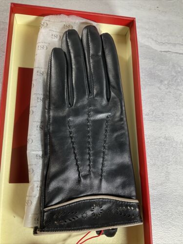 GsG Womens  Exotic Black Genuine Leather Gloves 8 (6922784833719)