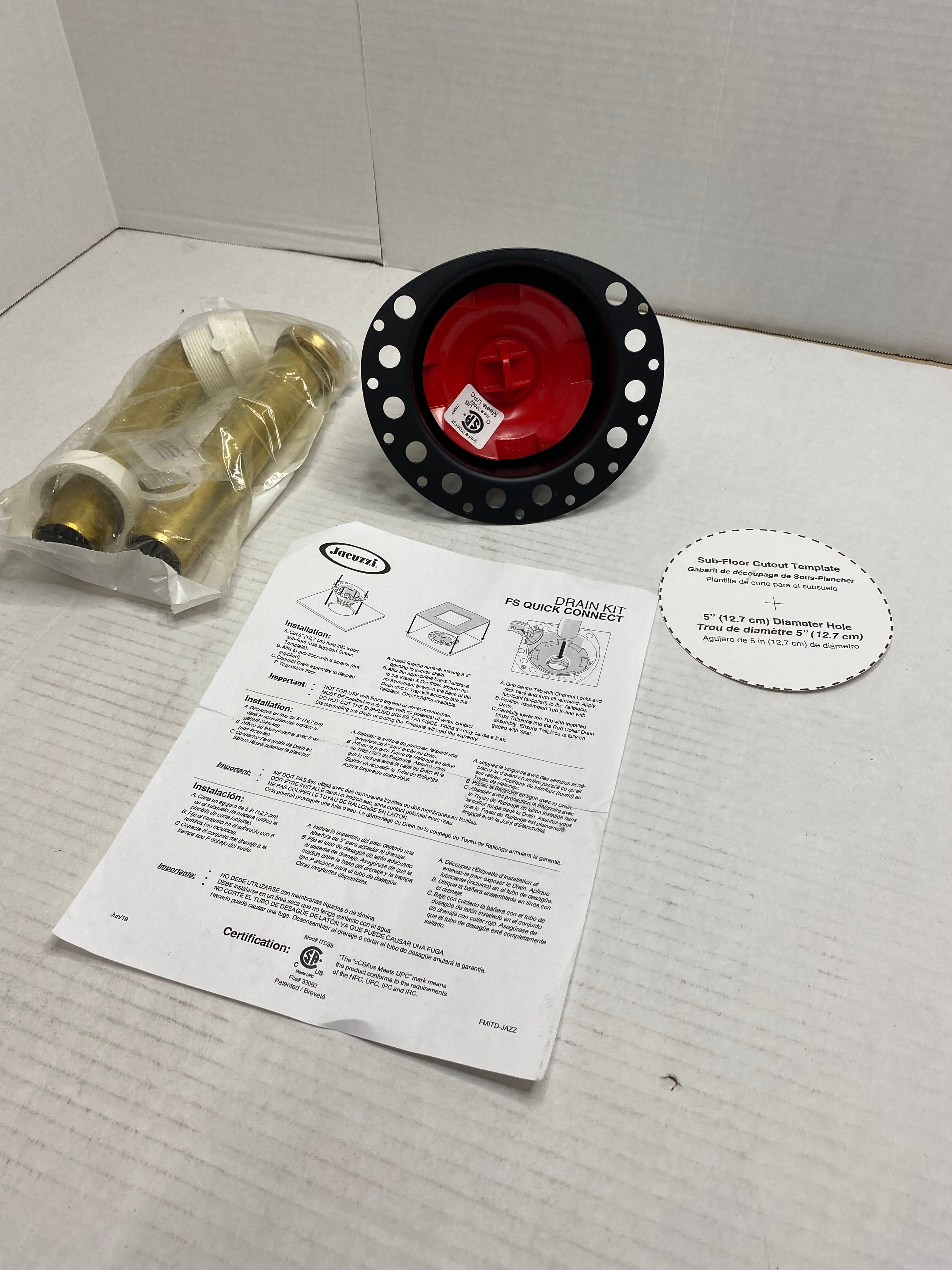 Jacuzzi MZ20000 Drain Installation Set Accessory *OPEN BOX*