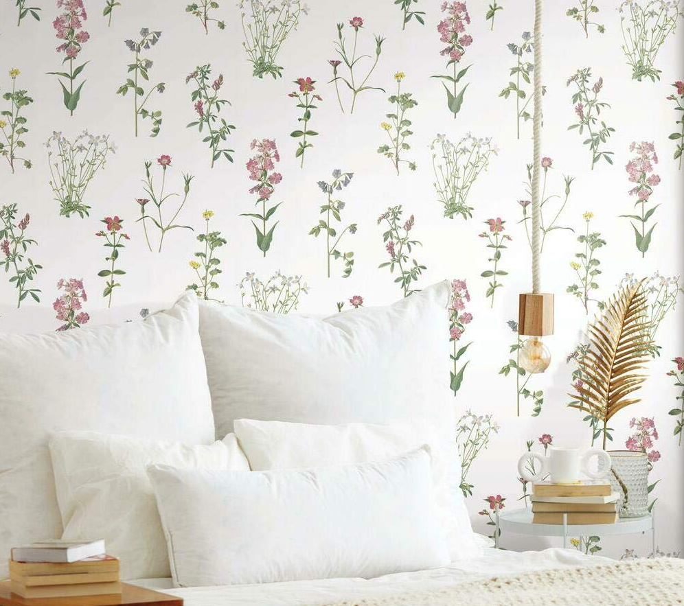 (LOT OF 2) RoomMates Botanical Print Green and Pink Peel and Stick Wallpaper (7345126113518)