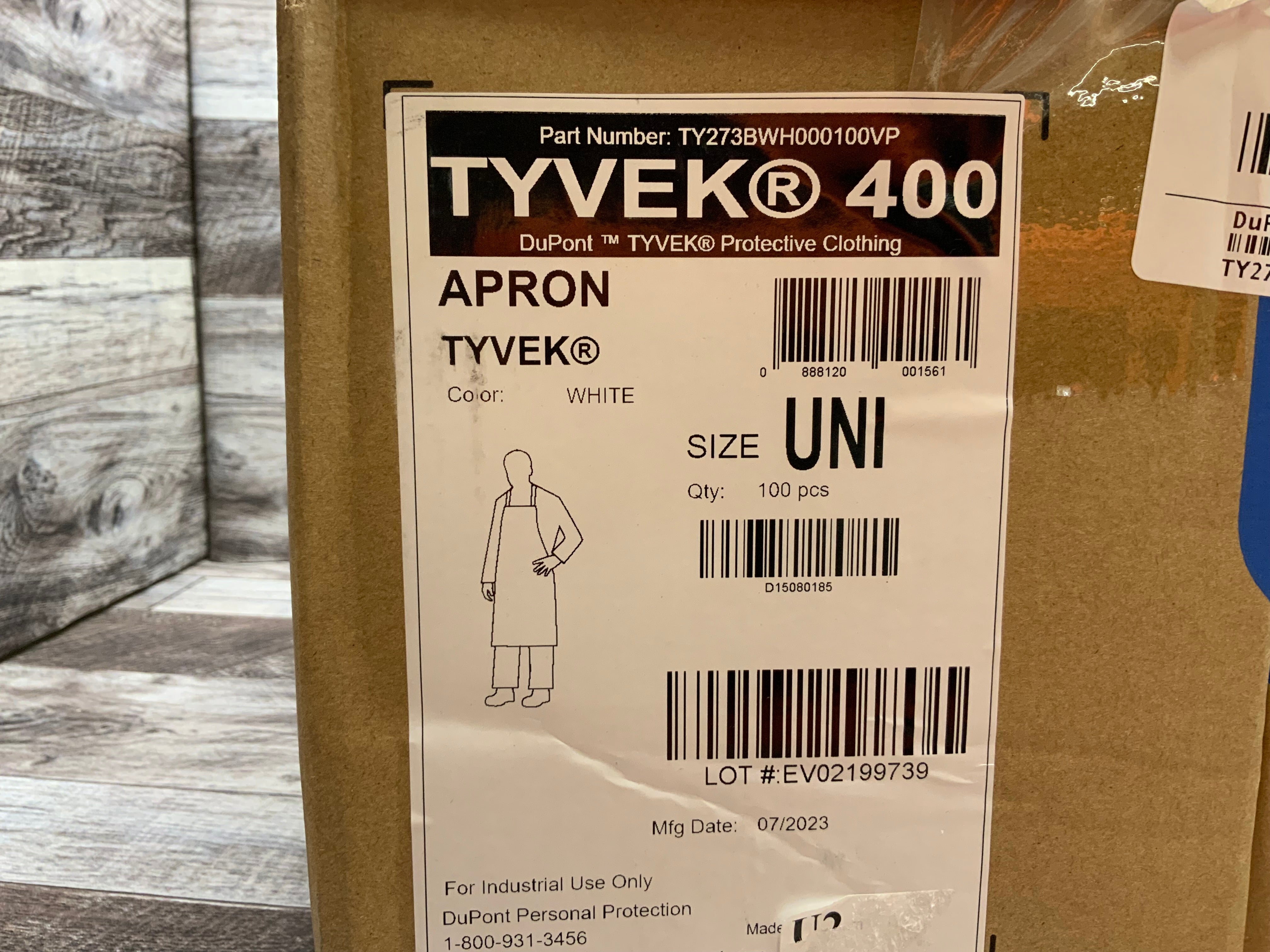 Dupont Tyvek 400 Disposable Bib Apron - White - (100 Pack) (TY273BWH000100VP) (8174762688750)