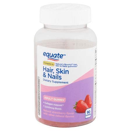 Equate Hair Skin & Nails Adult Gummy, Strawberry, 90 Gummies (7592970617070)