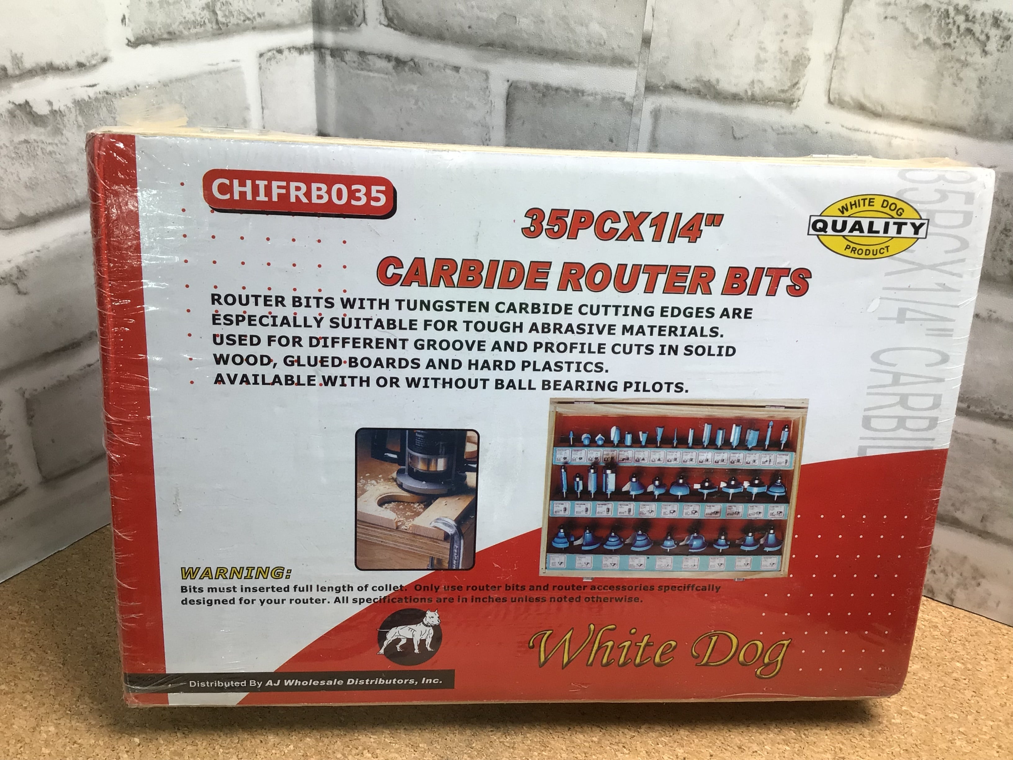 AJ CHIFRB035 Tungsten Carbide Router Bit Set with Case (35 Piece), 0.25" (7942713606382)