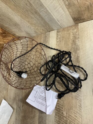 UNTESTED AS-IS  Chicken Wire Dome Pendant Light in Primitive Rust Finish (6922750230711)