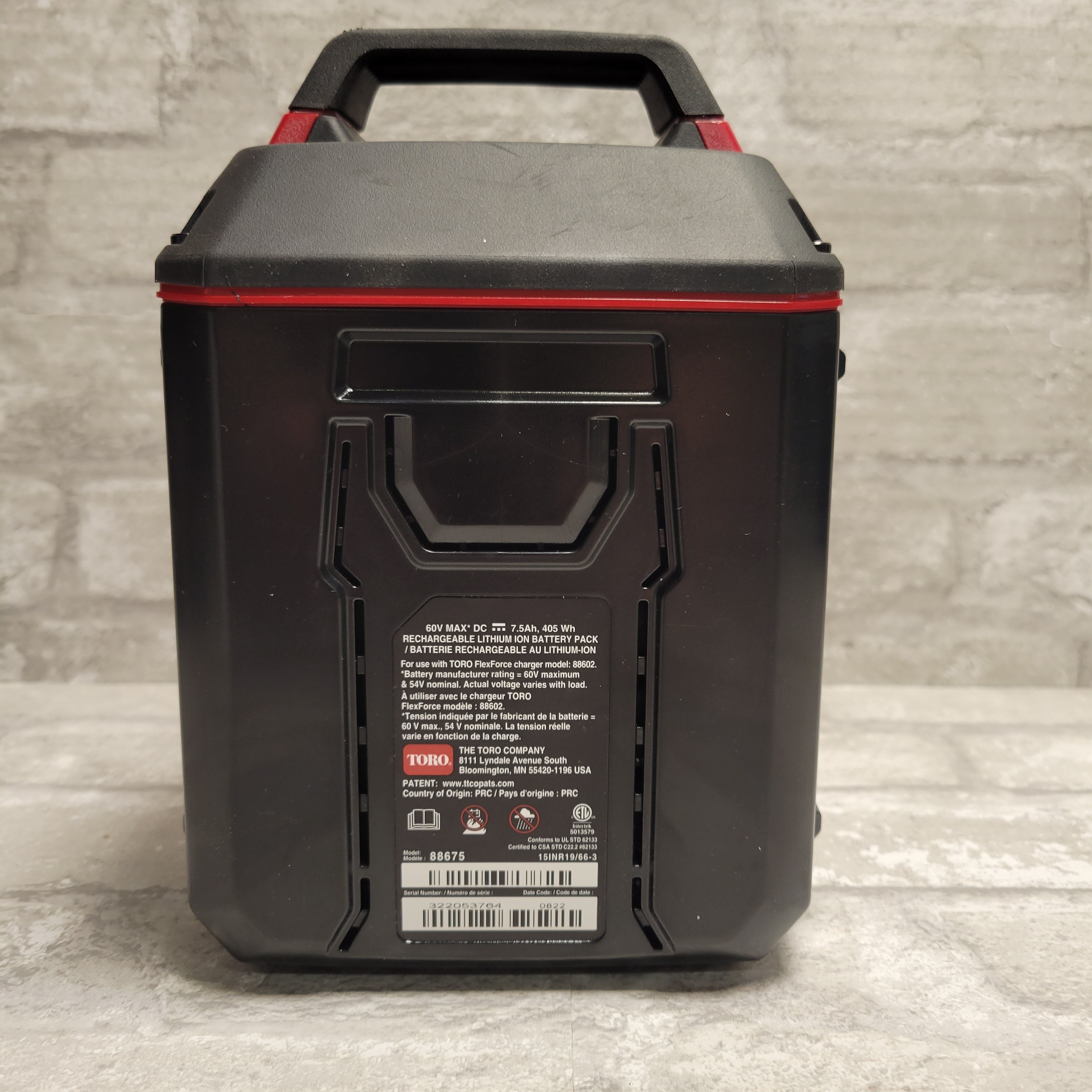 Toro Flex-Force 60V MAX 7.5 Ah L405 Lithium-Ion Battery *OPEN BOX* (8025518145774)