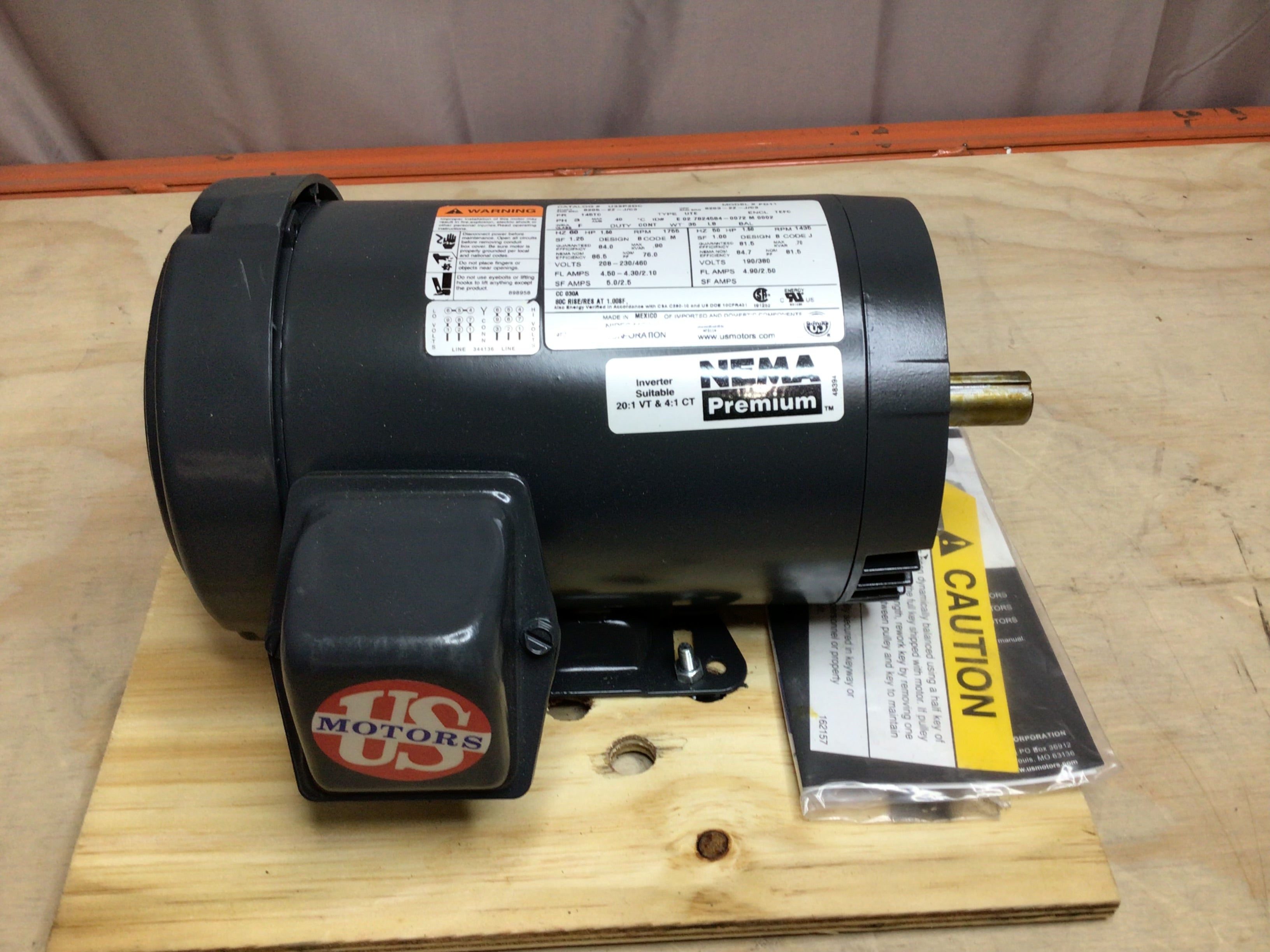 U.S. MOTORS U32P2DC GP Motor 1 1/2 HP, 1800 RPM, 208-230/460V *Slight Corrosion* (8130623078638)