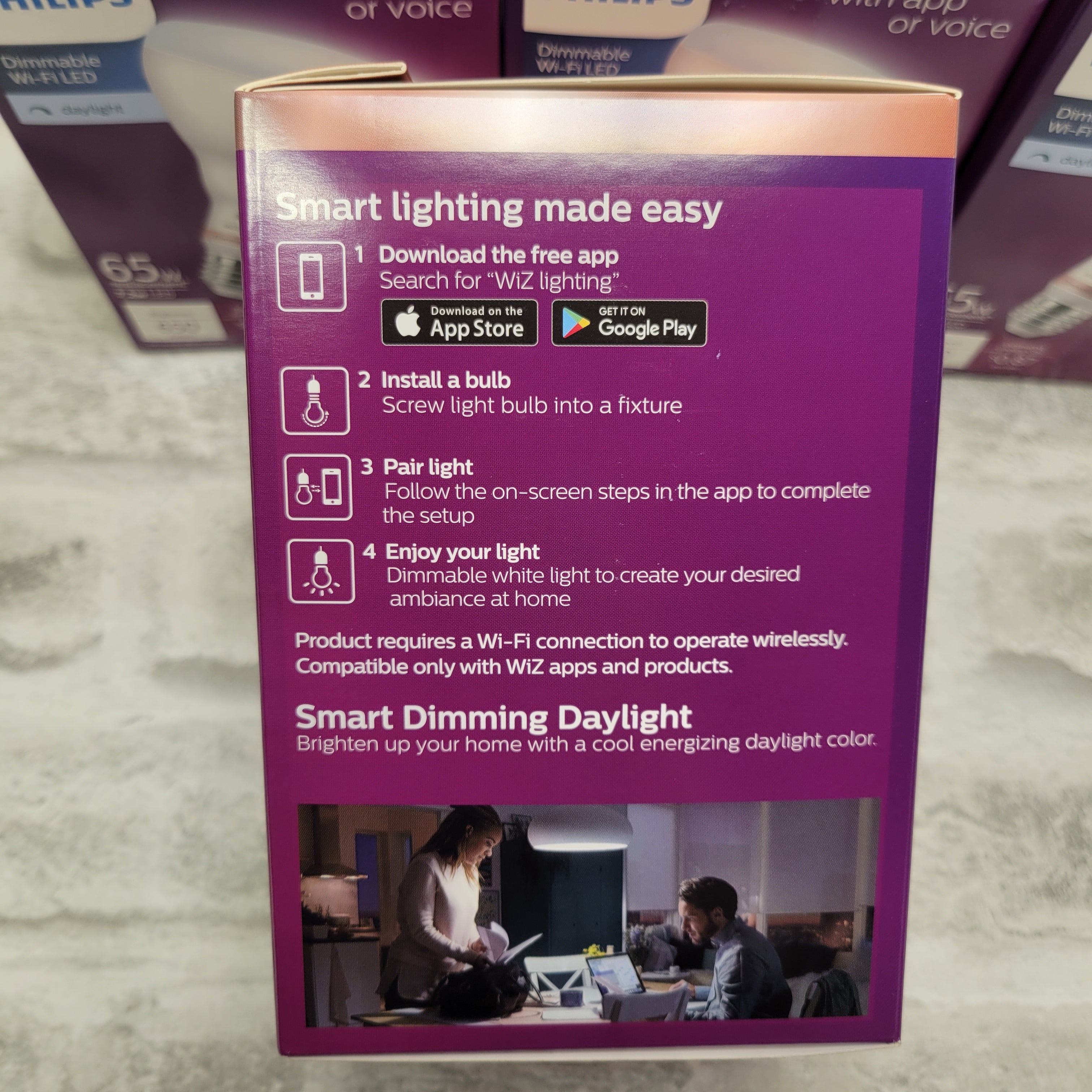 (Lot of 4) Philips Daylight BR30 LED 65-W Dimmable Smart Wi-Fi Light Bulb (7585705623790)