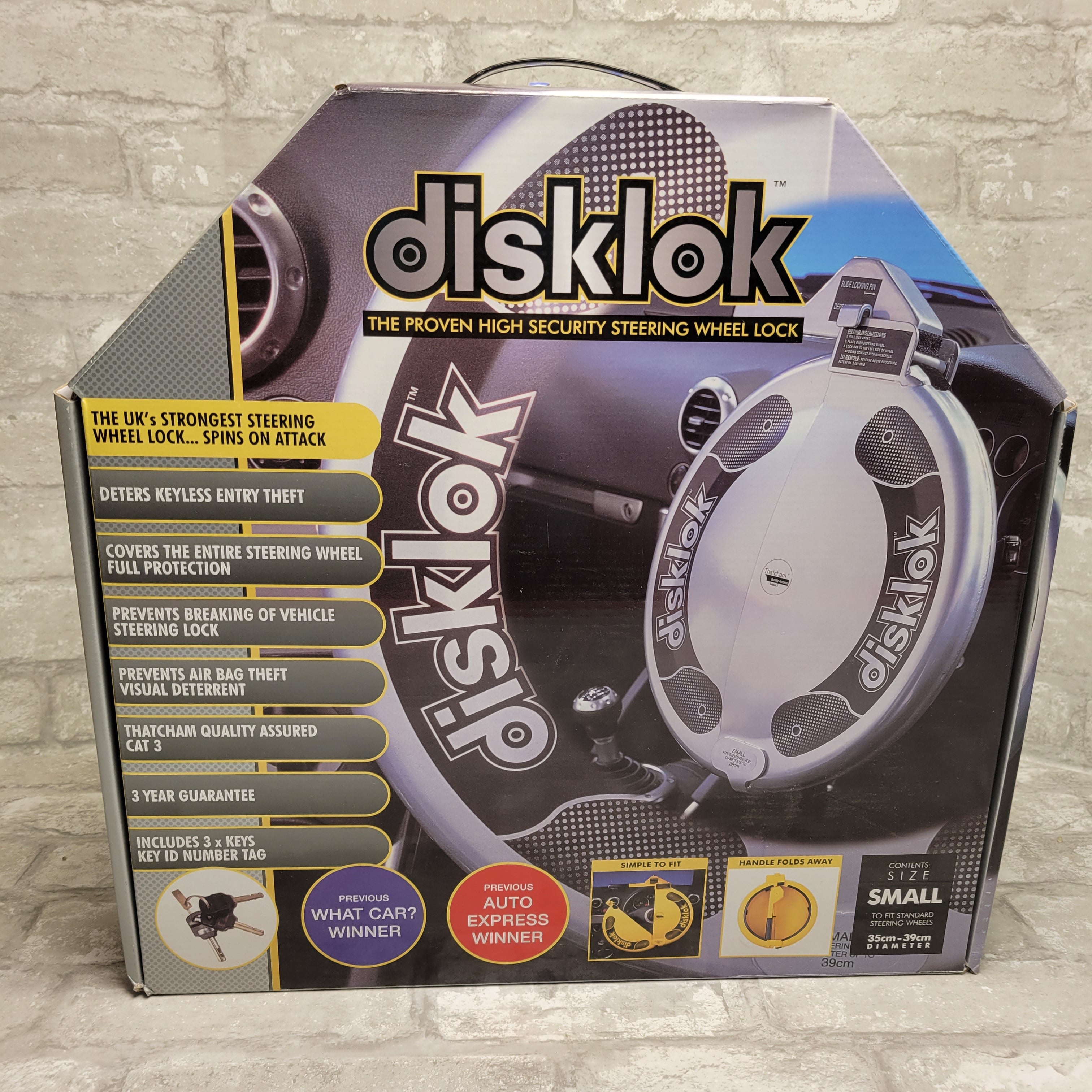 Disklok Steering Wheel Lock Full Cover Silver (Small, 13.7in - 15.3in) (7923031965934)