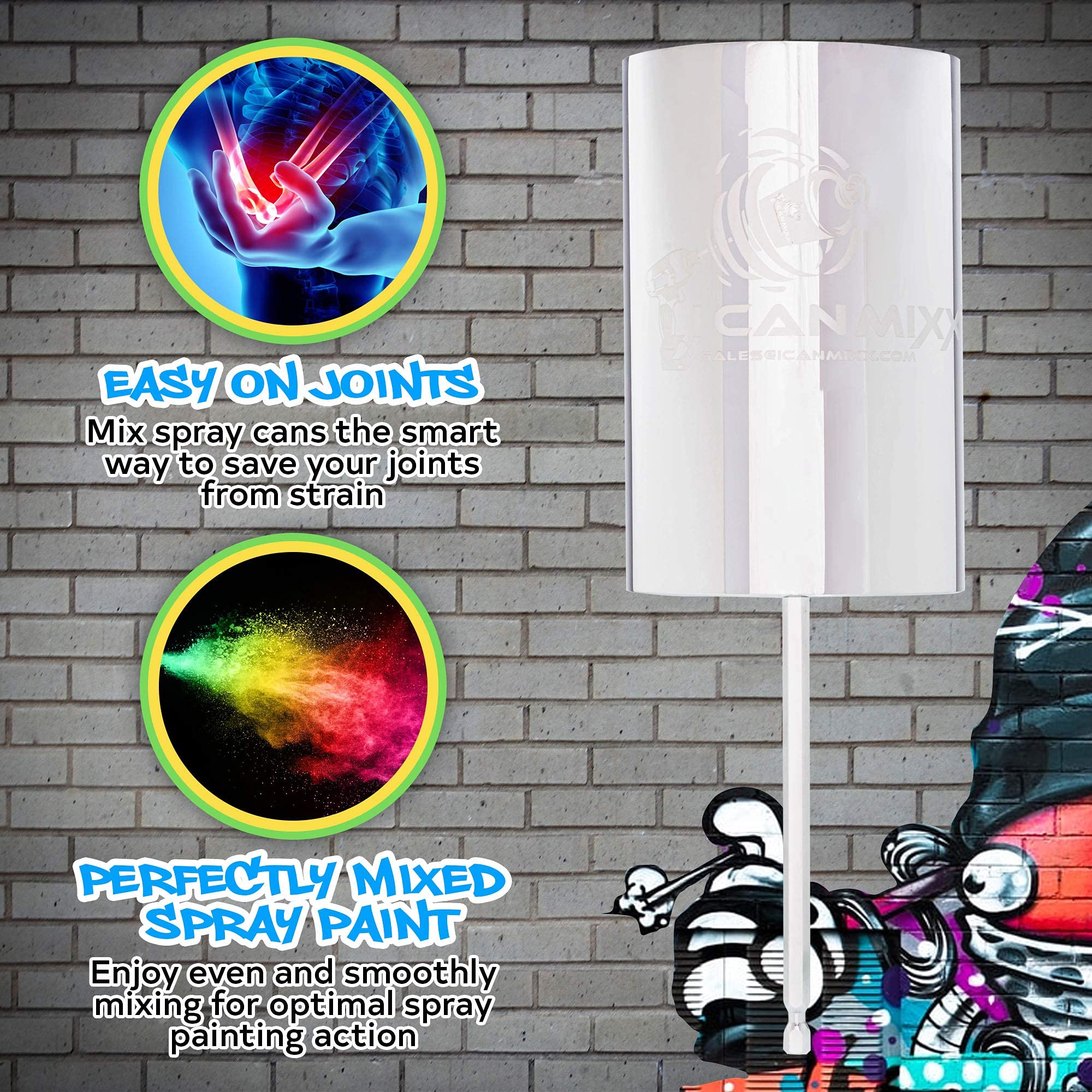 I CAN MIXX Spray Paint Can Mixer Drill Powered Stainless Steel Mixing