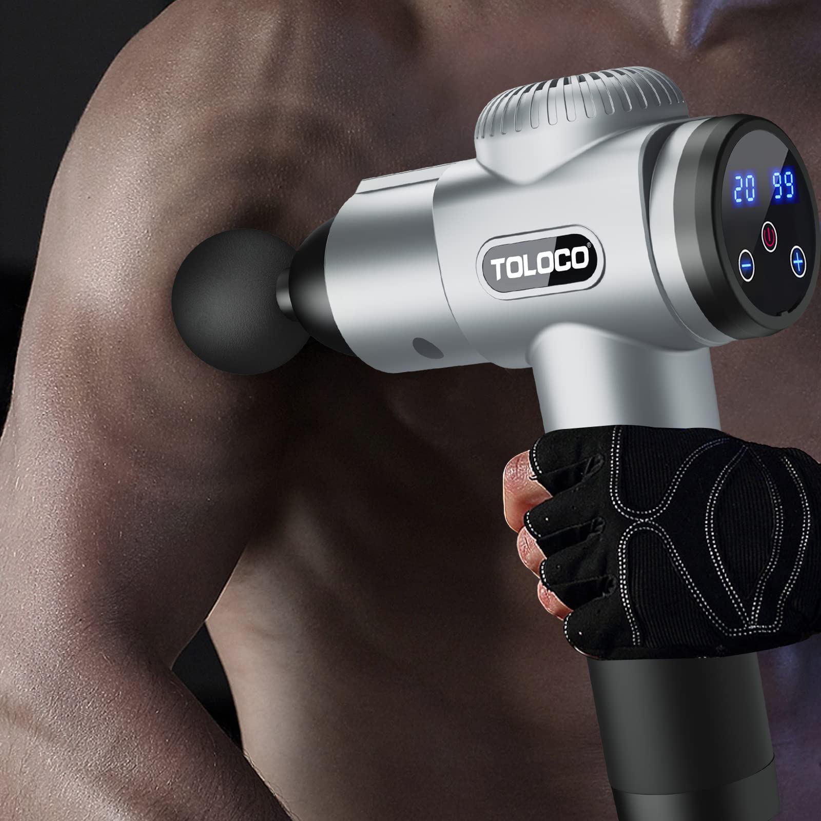 TOLOCO Percussion Handheld Deep Tissue Massager- EM26 Silver *SEALED* (7895003955438)
