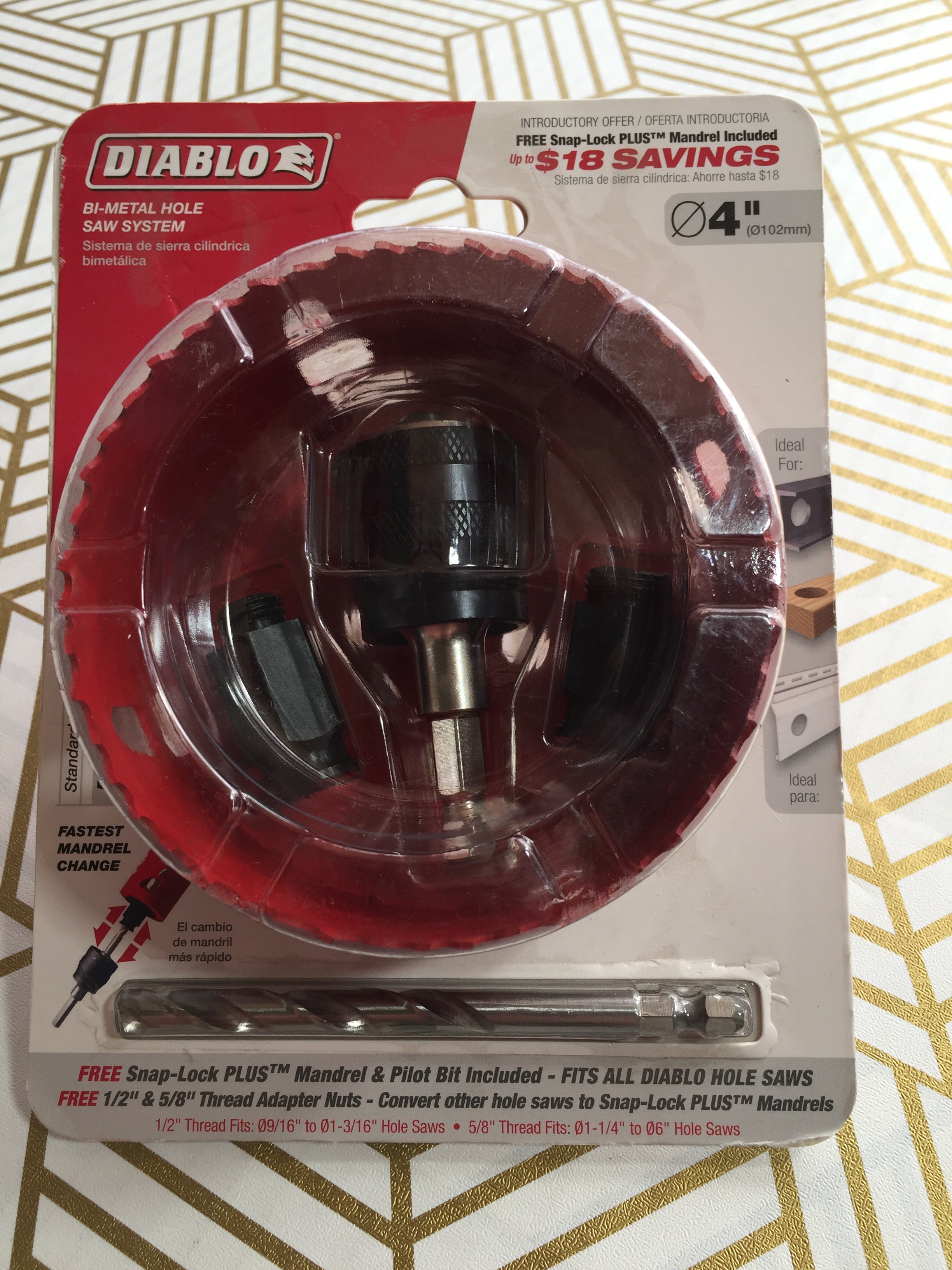 DIABLO 4 in. BiMetal Hole Saw with Snap Lock Plus Mandrel System