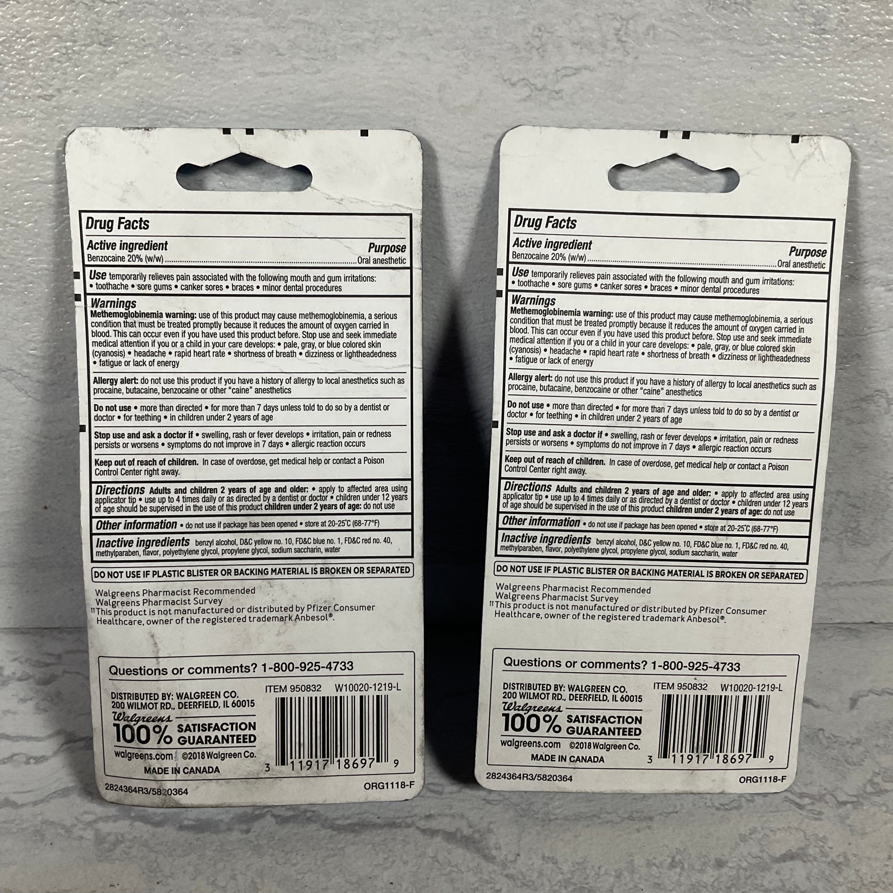 (2) Walgreens Instant Oral Pain Relief Liquid Oral Anesthetic Exp 4/20