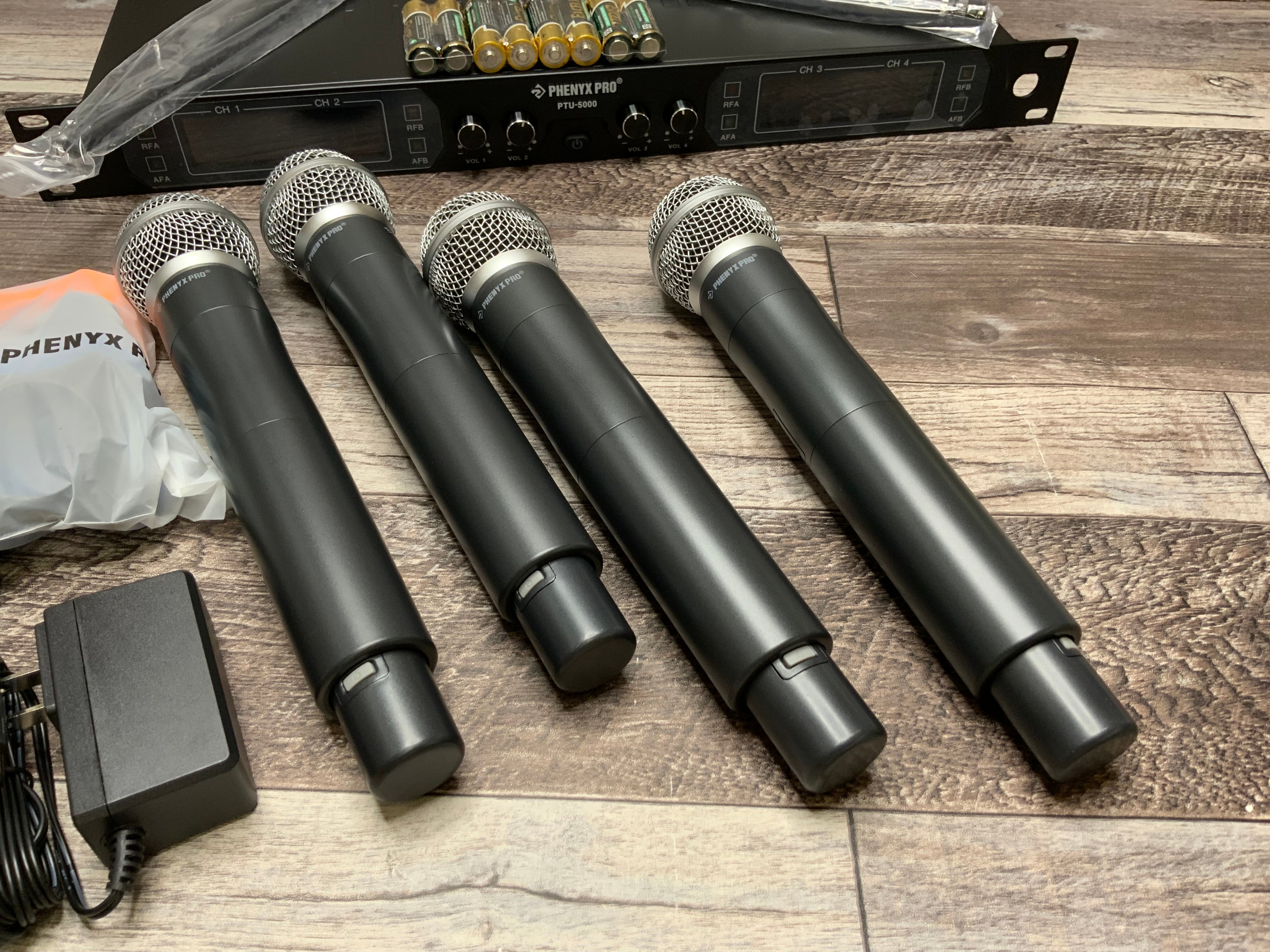 Phenyx Pro Wireless Microphone System, 4Channel UHF Wireless Mic (PTU