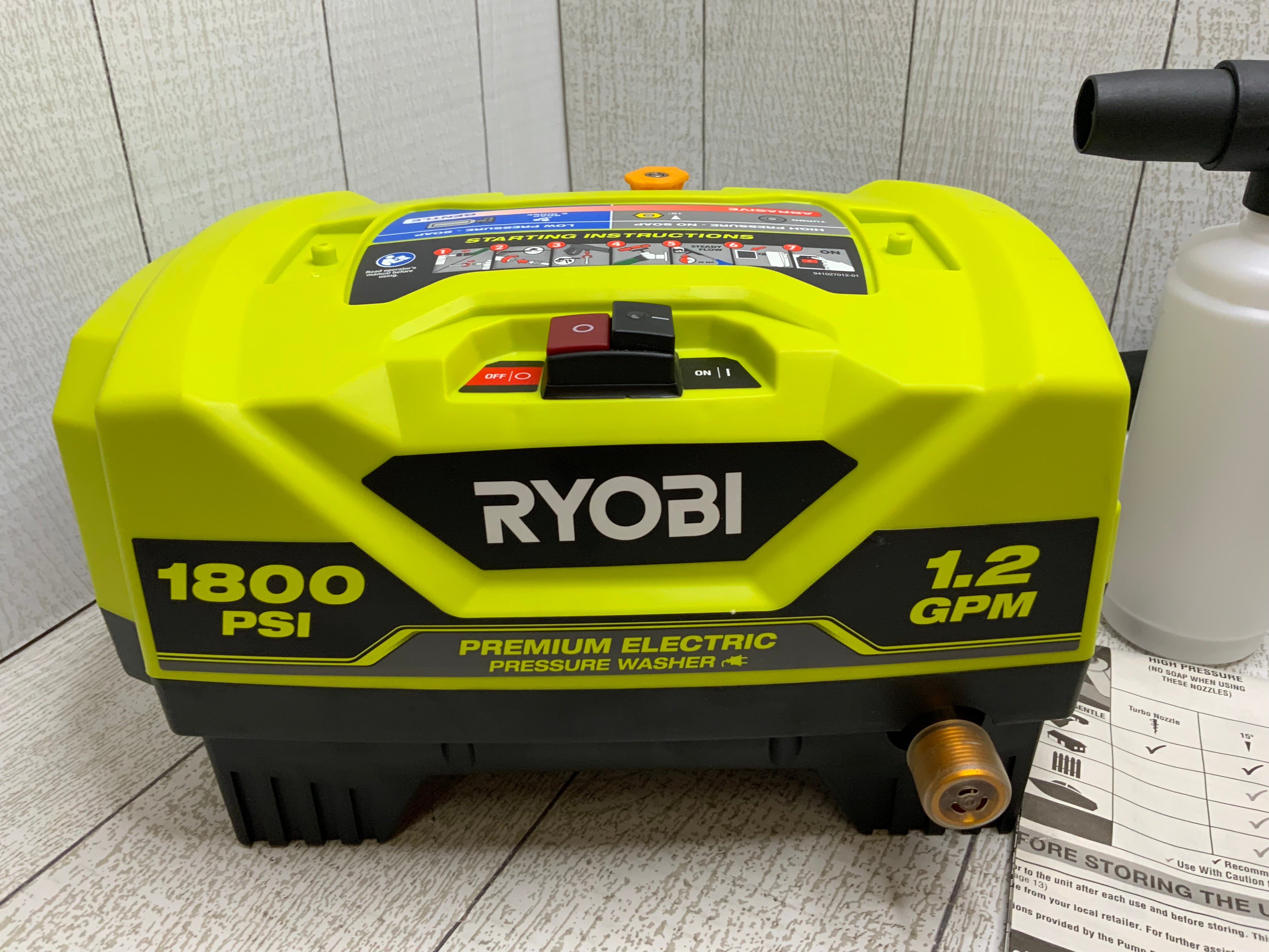 Ryobi 1800 PSI 1.2 GPM Cold Water Electric Pressure Washer (8042004054254)