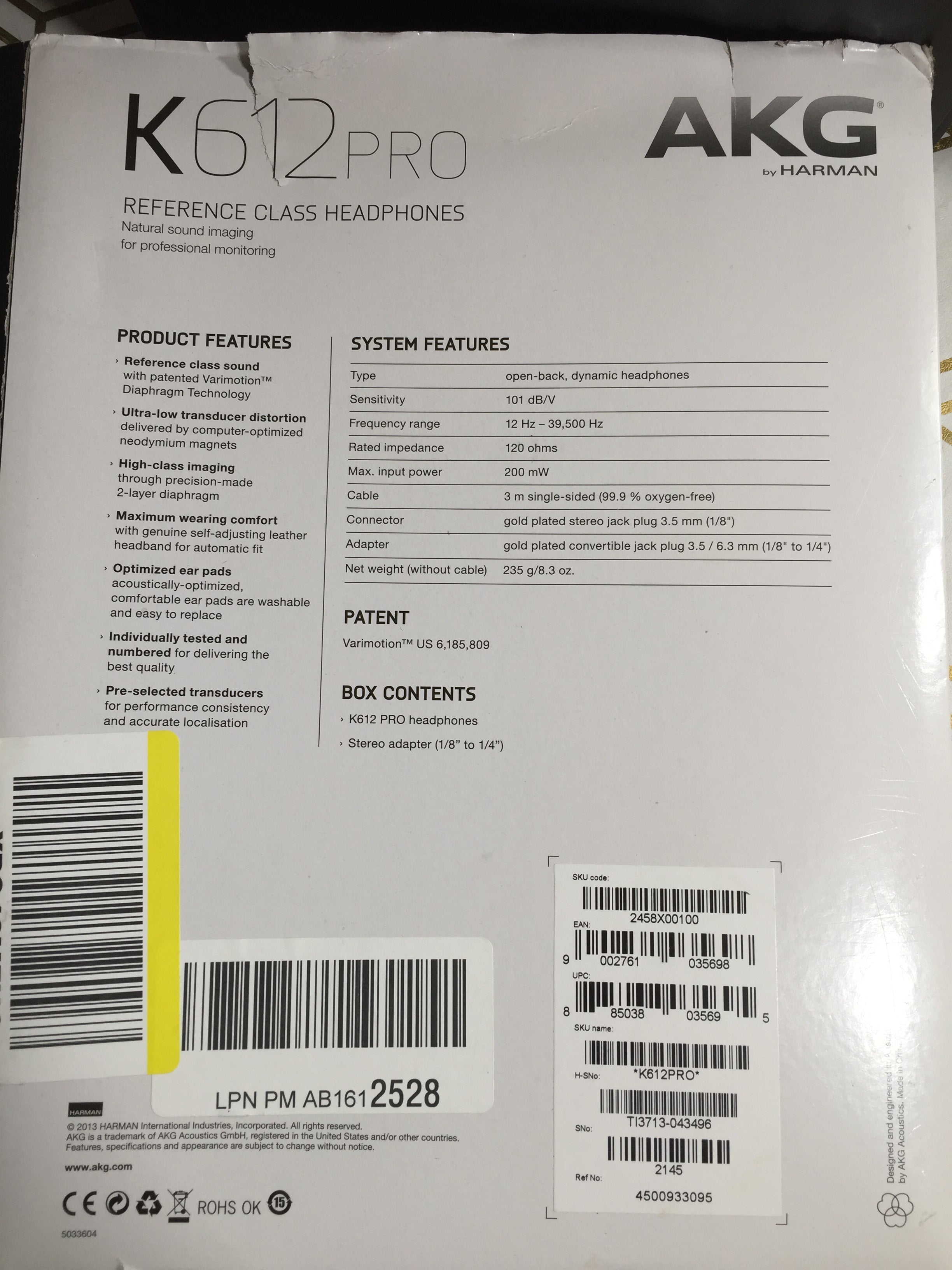 AKG Pro Audio K612 PRO Over-Ear, Open-Back, Premium Reference Studio Headphones (8056084824302)