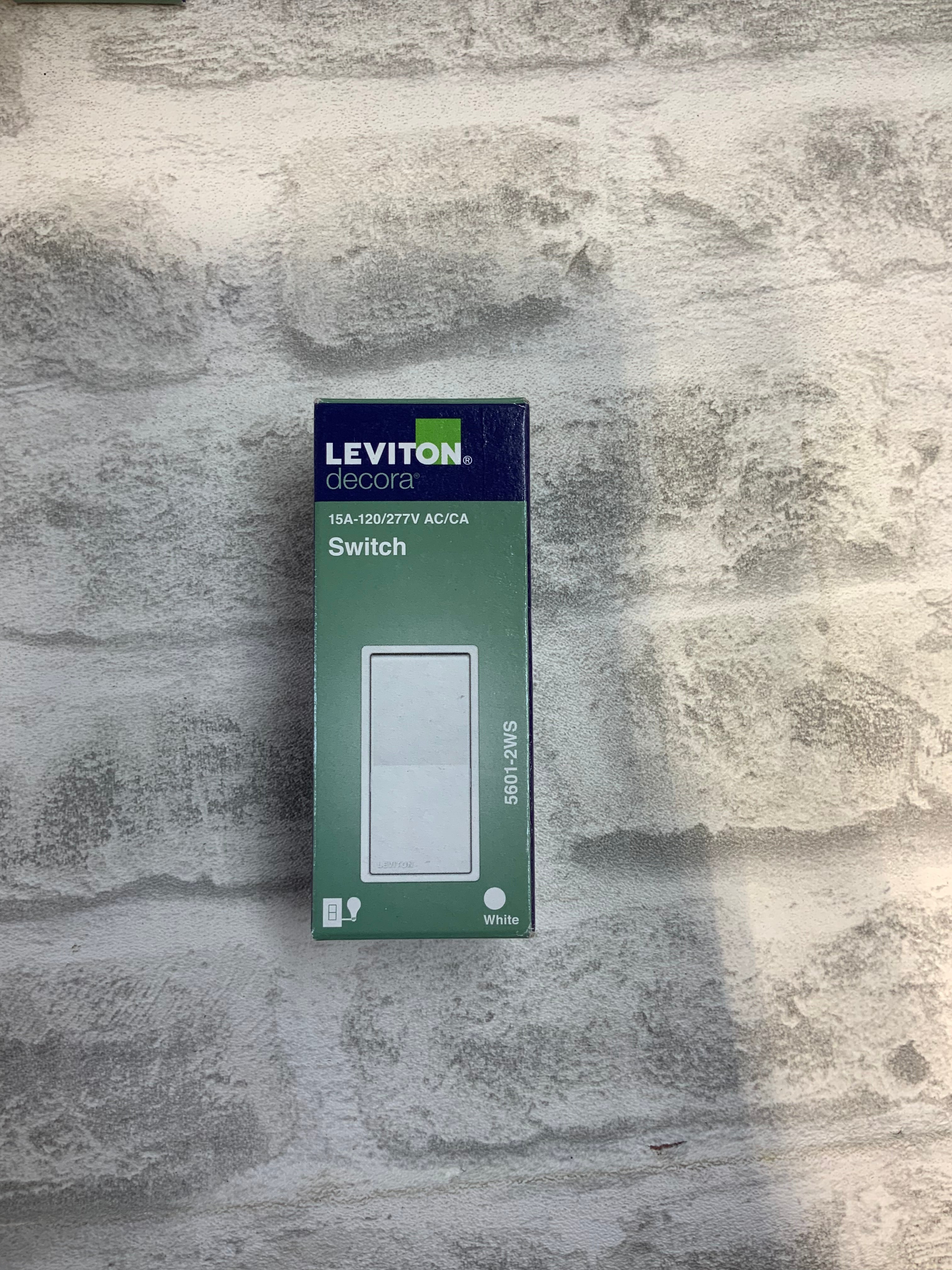 Leviton 5 Amp, 120/277 Volt, Decora Rocker Single-Pole, 10 pack, White (7590379258094)