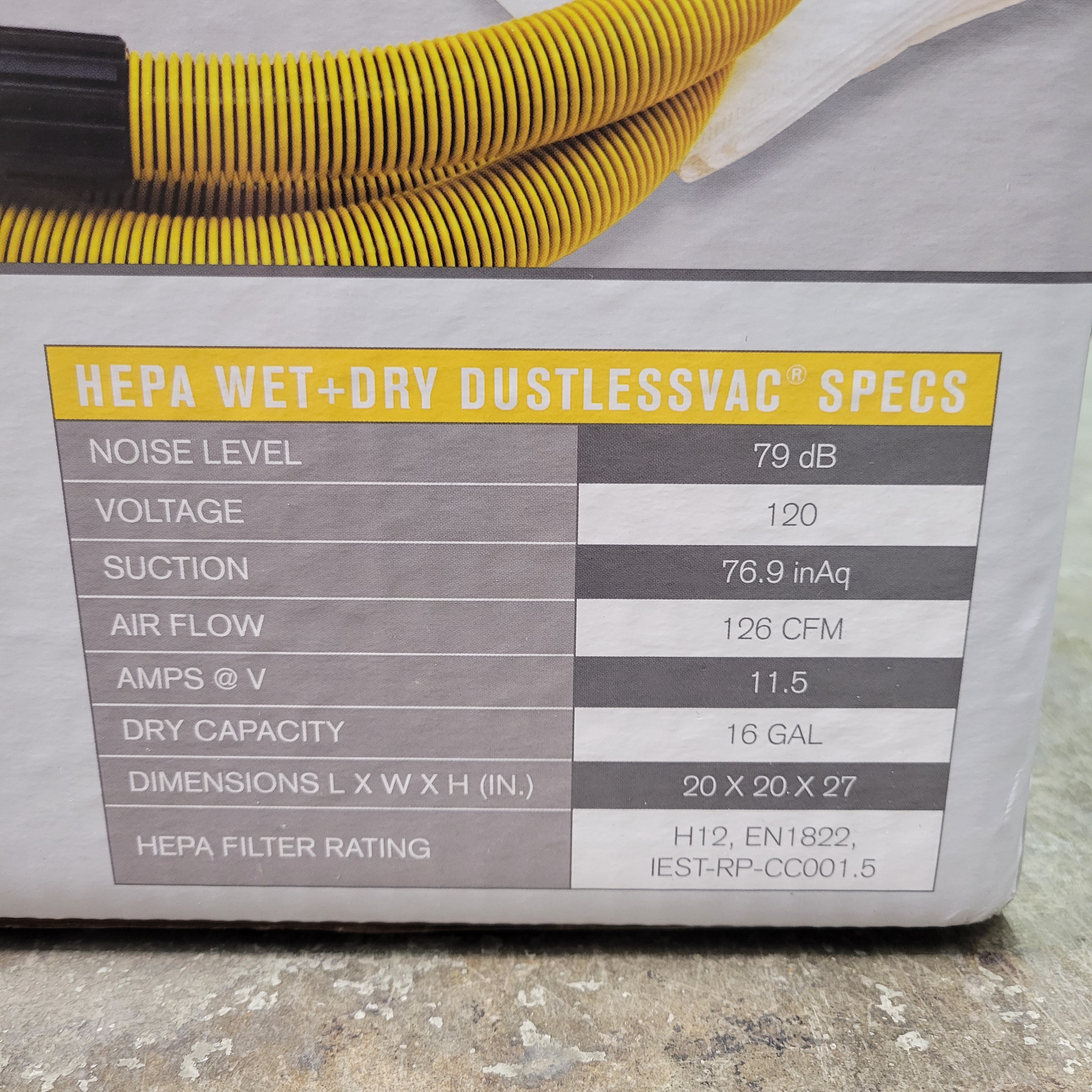 Dustless Technologies Dust Extractor Shop Vac: HEPA, Dry/Wet, 16 gal D1606 (8135991525614)