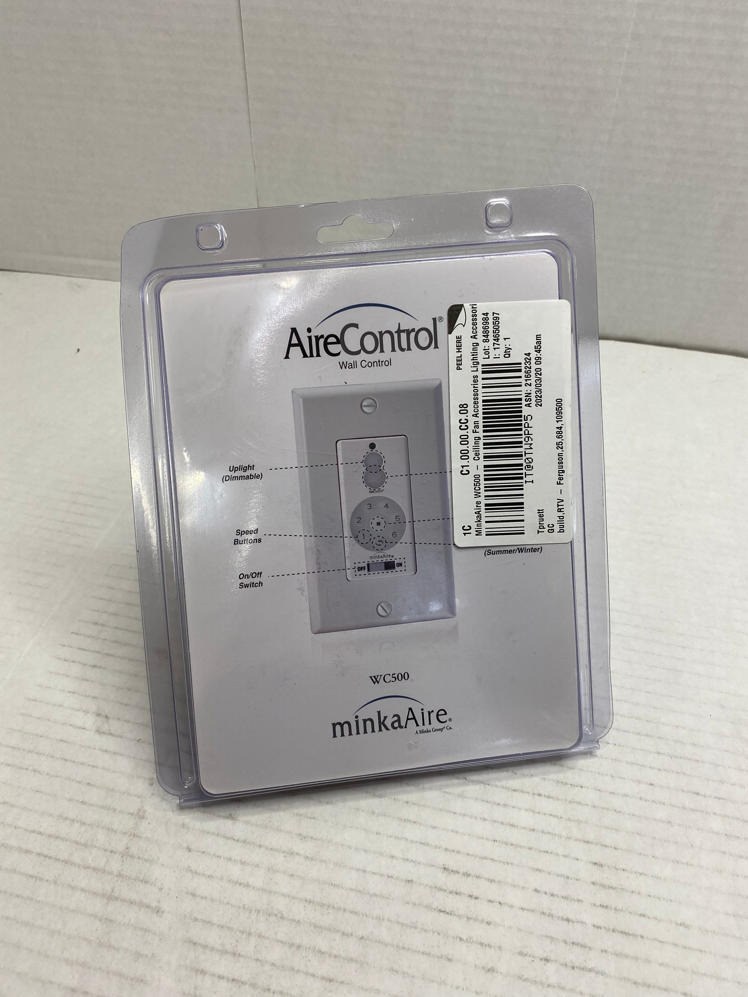 Minka Aire WC400 DC Wall Control or Remote w/Full Function, White *OPEN BOX* (8216654217454)