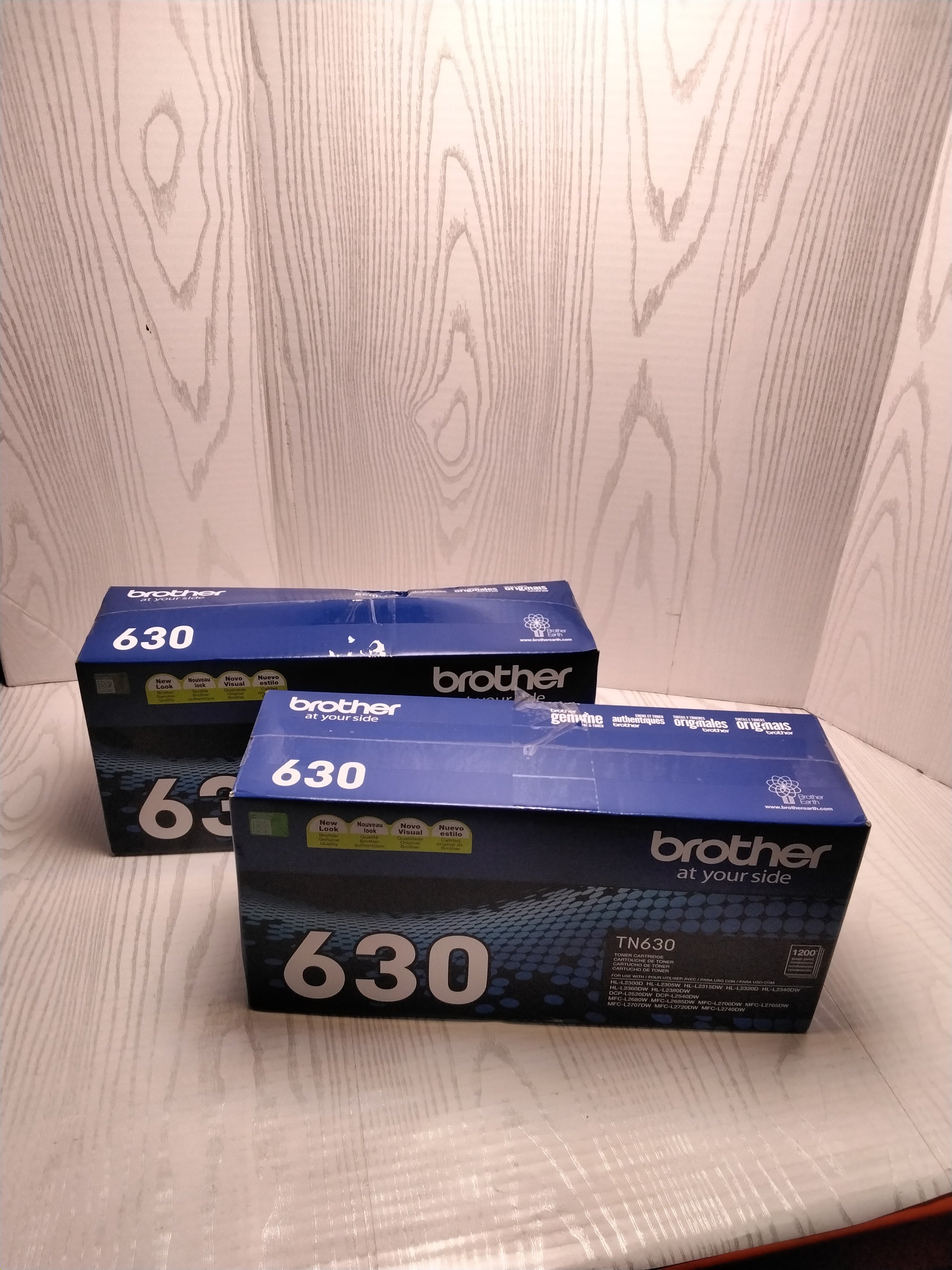 2 Pack - Brother Genuine Standard Yield Toner Cartridge, TN630, Black Toner (7891973767406)