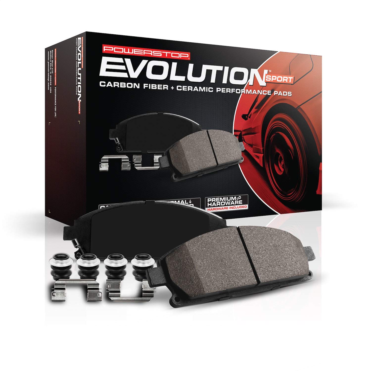 Power Stop Z23-1164 Front Z23 Evolution Sport Carbon Fiber Infused Ceramic Brake Pads with Hardware (8210642108654)