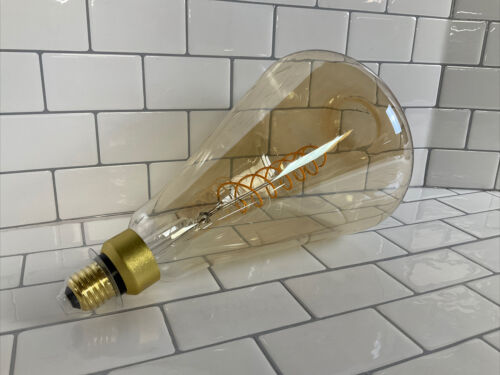 60-Watt Equivalent ST52 Dimmable Spiral Filament Oversized Amber Glass E26 Bulb (6922779918519)