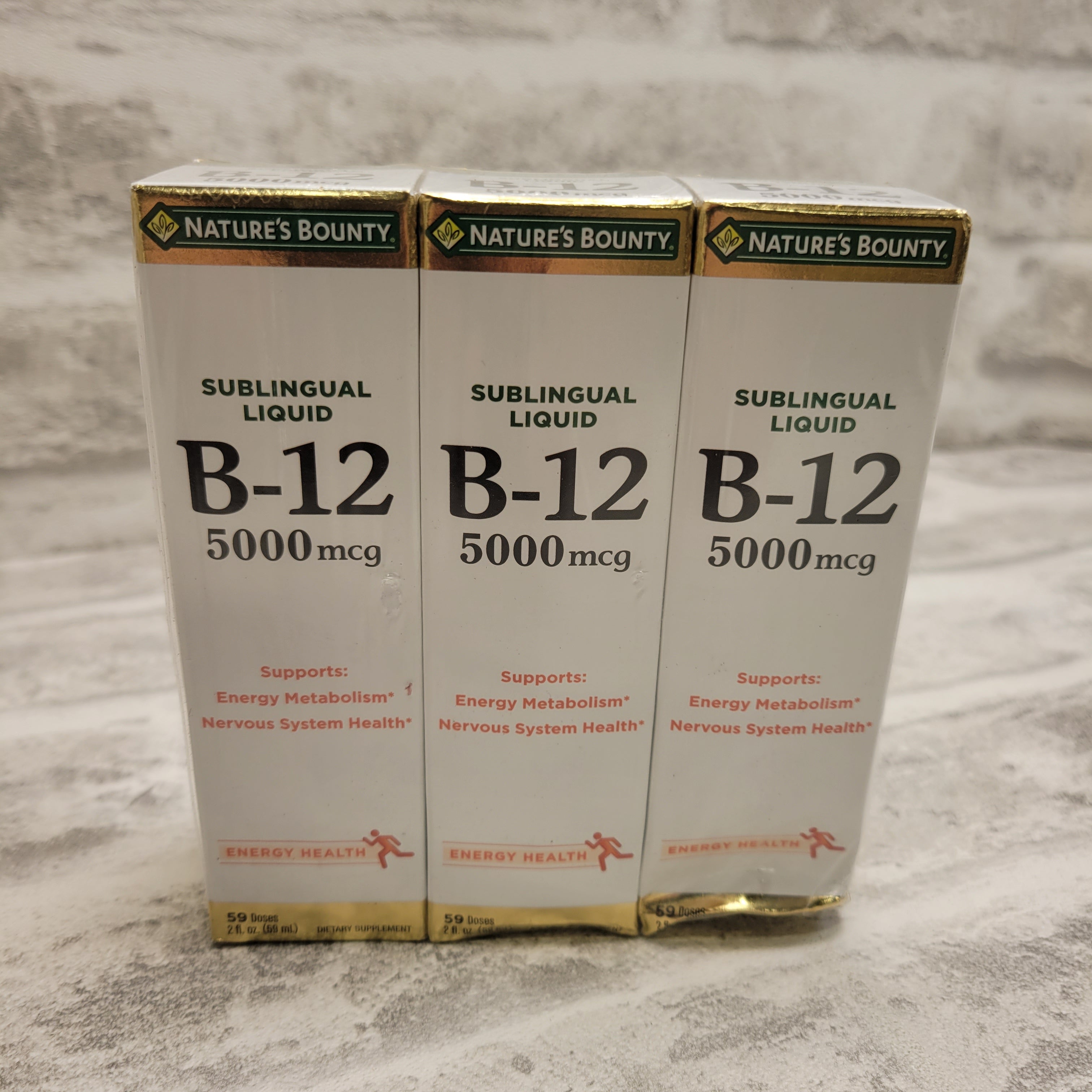 (Lot of 3) Nature's Bounty B-12 5000 mcg Liquid Energy Health Exp 6/2023 (7569983242478)