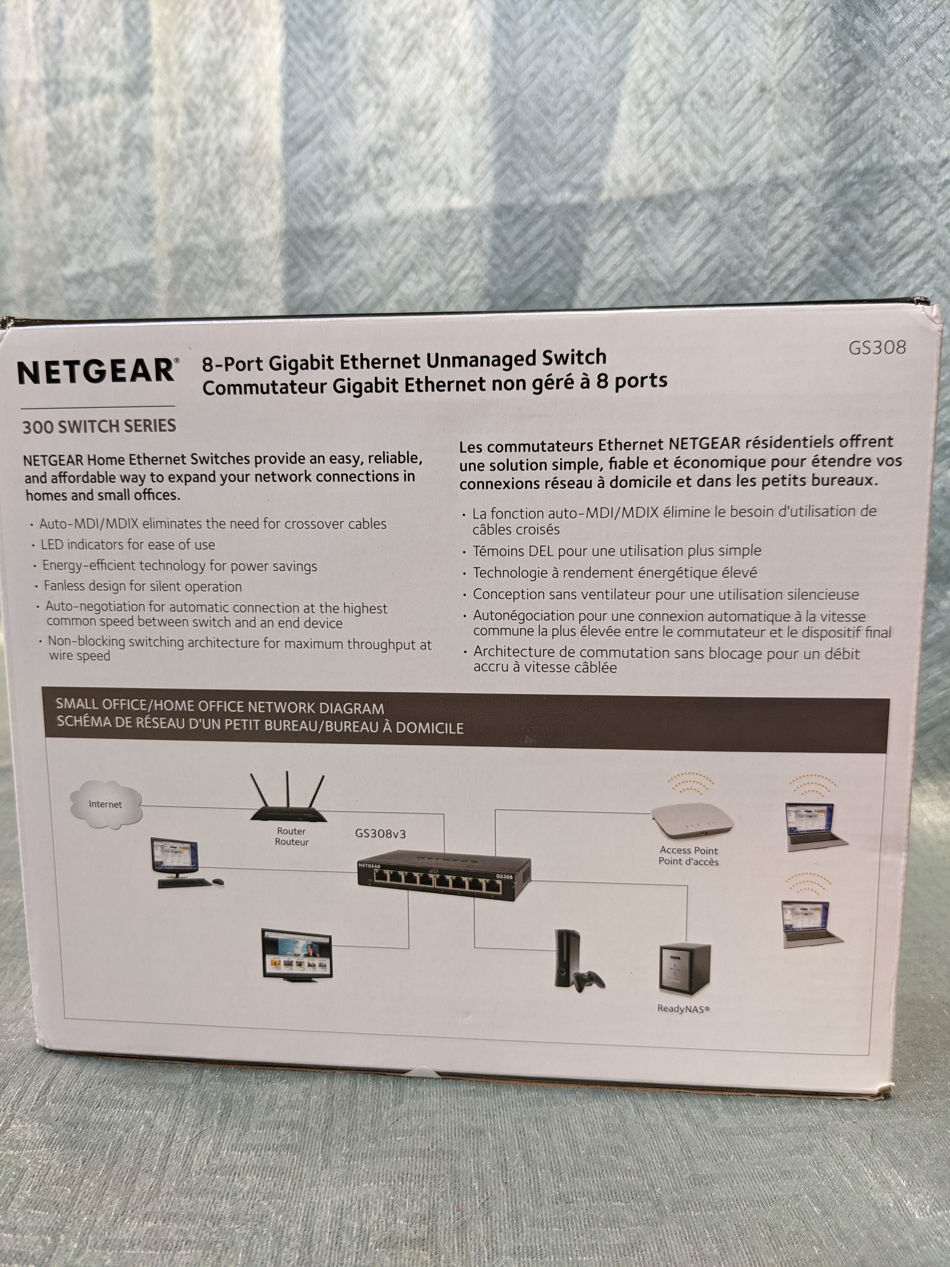 NETGEAR 8-Port Gigabit Ethernet Unmanaged Switch (GS308) - Home Network Hub, Office Ethernet Splitter (7593143927022)