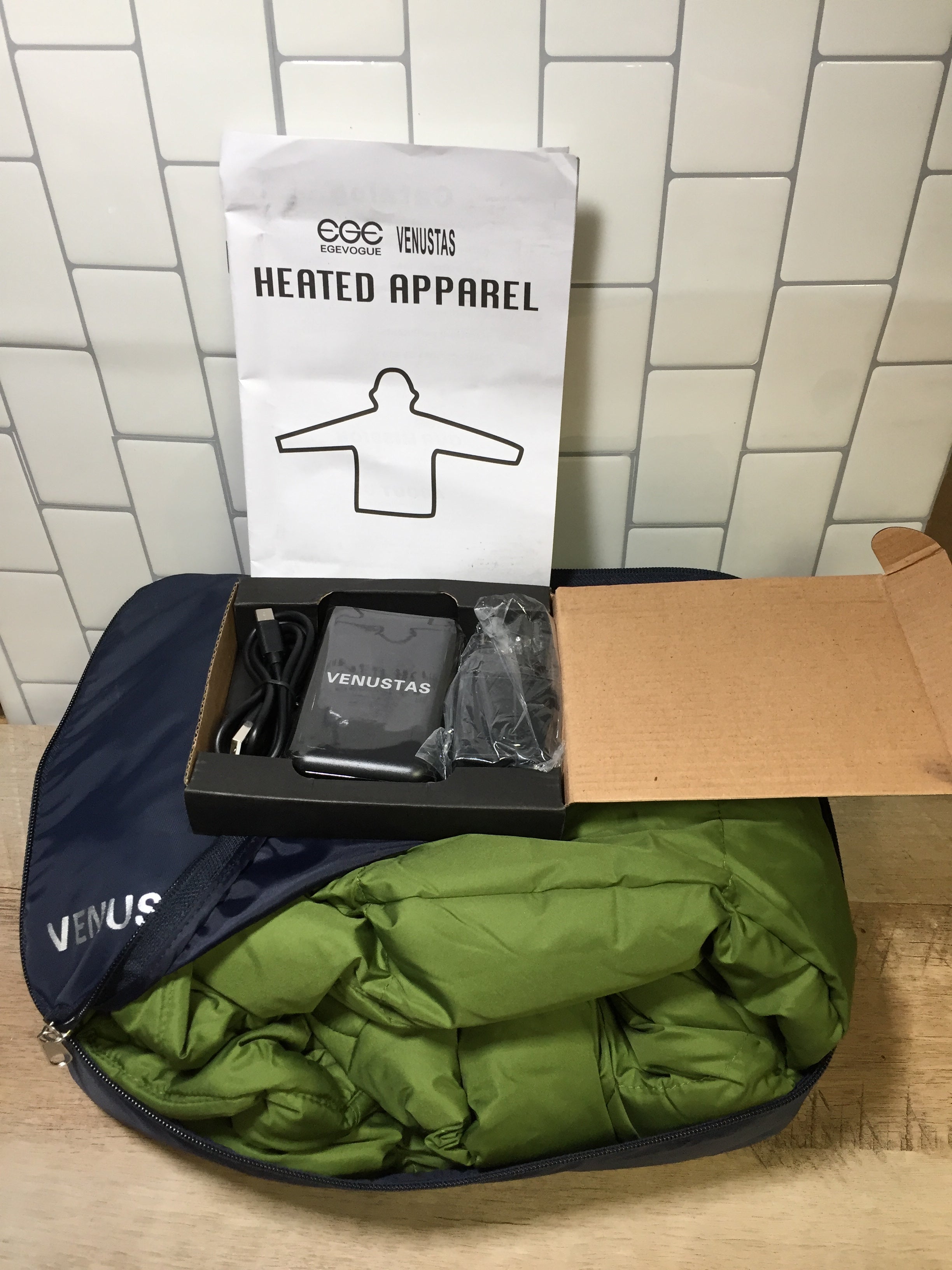Venustas Women's Heated Jacket with Battery Pack 5V | ARMY GREEN | SMALL (USA) (6957847445687)