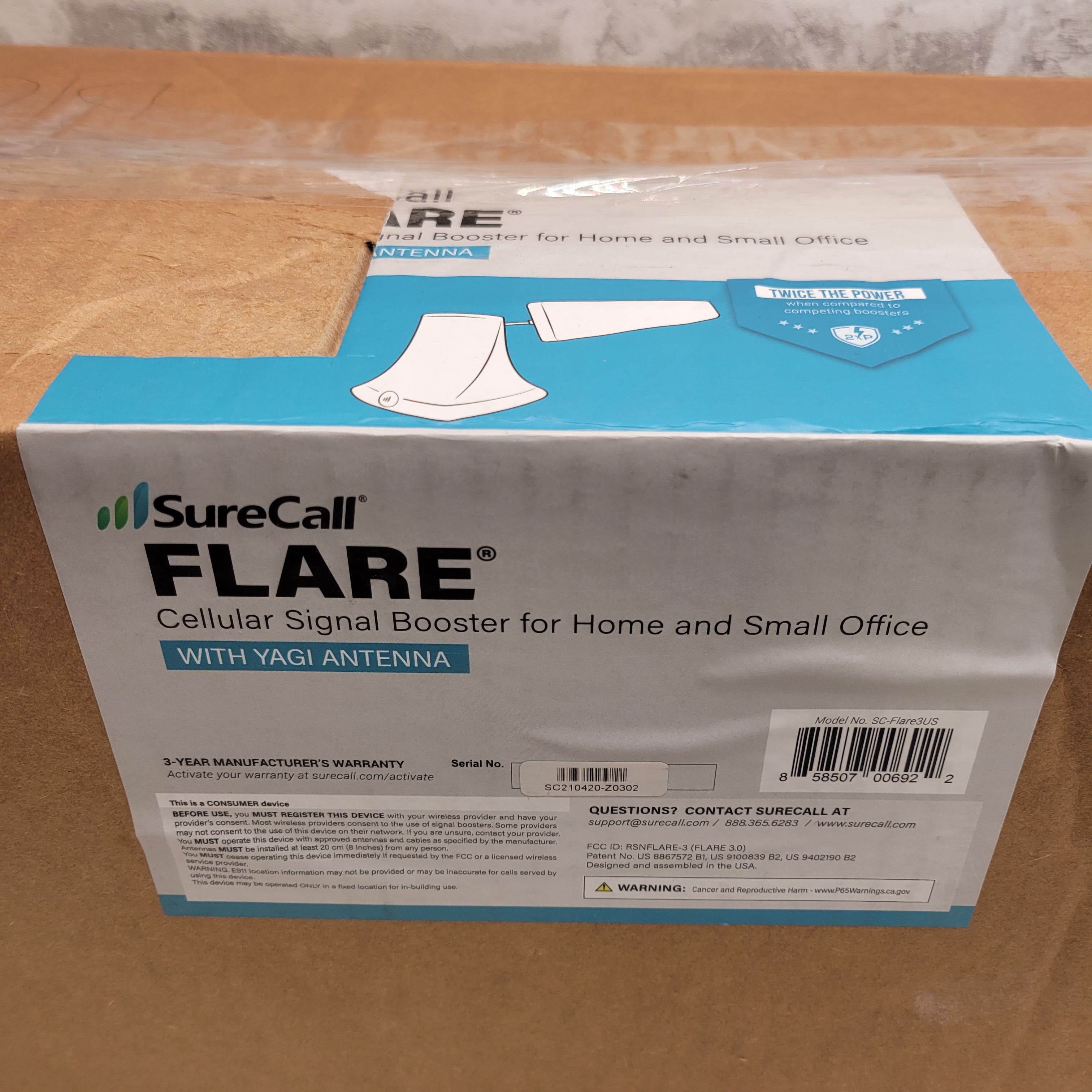 SureCall Flare 3.0 Cell Signal Booster, Boosts 5G/4G LTE (7545500434670)