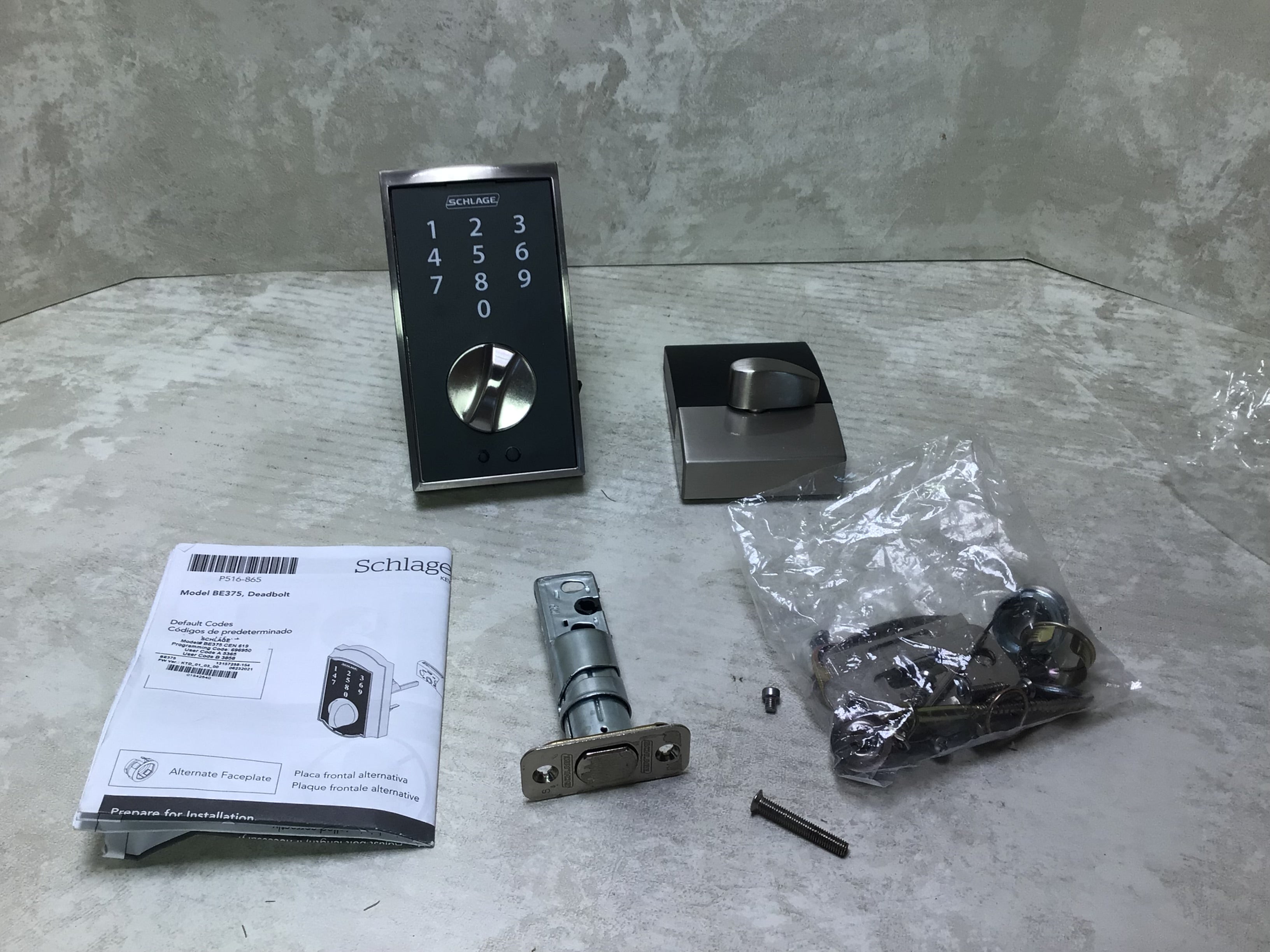 Schlage BE375 CEN 619 Touch Century Deadbolt, Electronic Keyless Entry Lock, Satin Nickel (7677110616302)