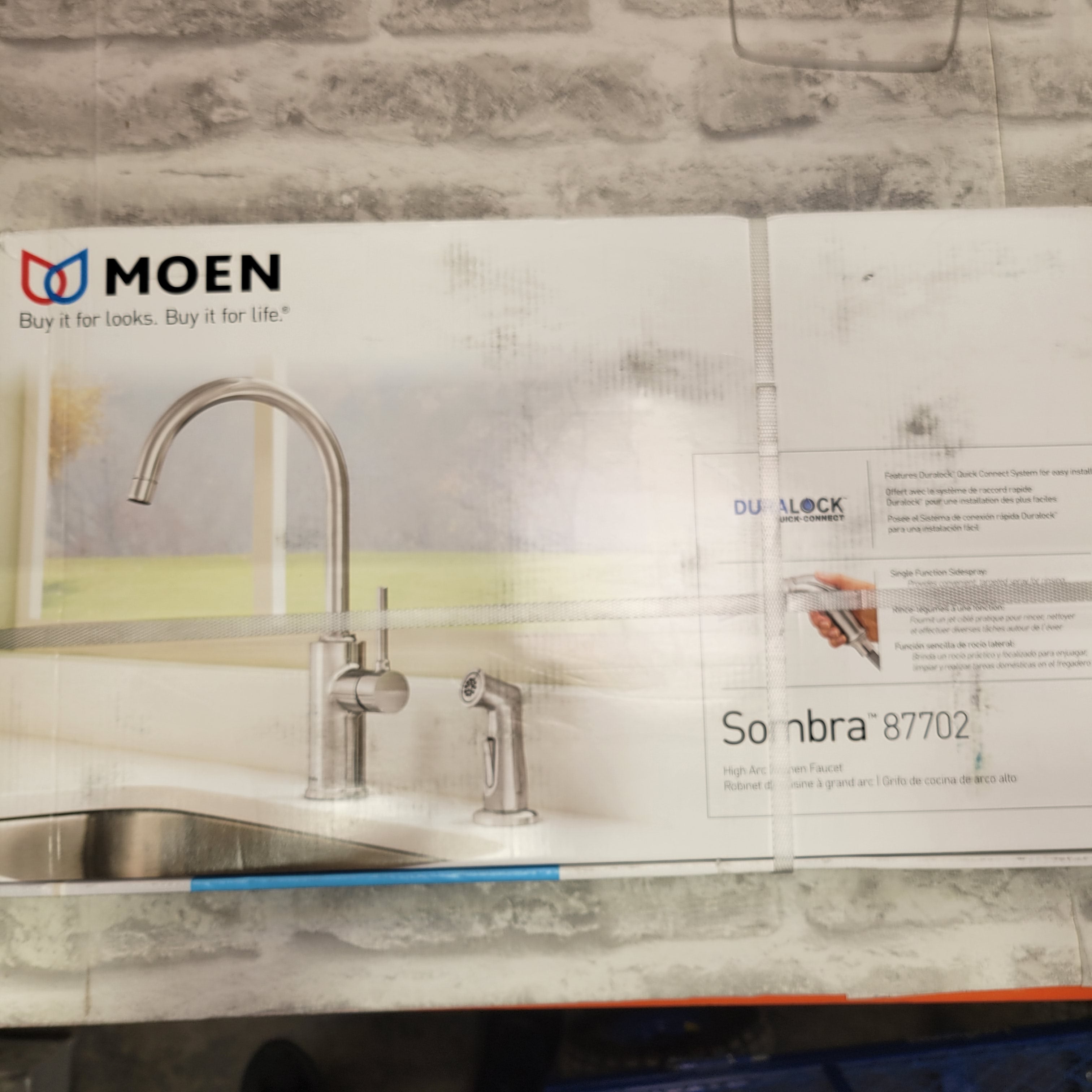 MOEN 87702 Sombra SingleHandle Standard Kitchen Faucet, Side Sprayer