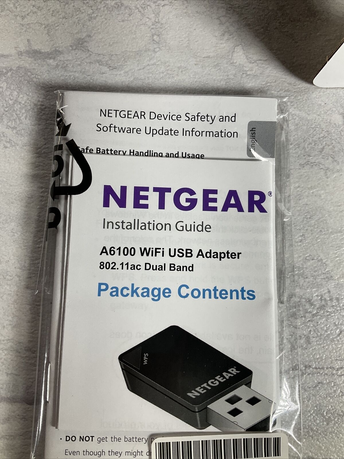 Netgear Wireless AC Adapter AC600 Dual Band Model A6100 Black (6922735485111)