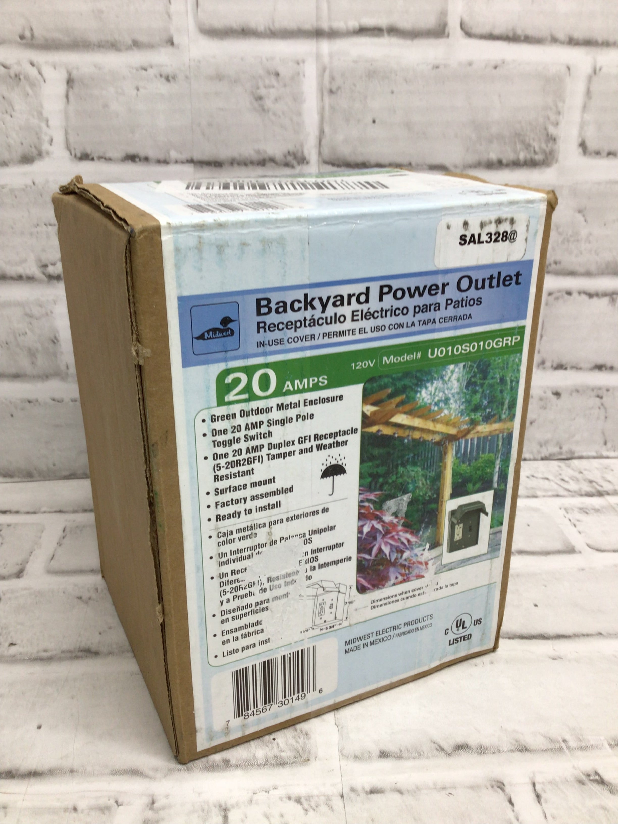 Midwest U010S010GRP 20 Amp Backyard Outlet with Switch and GFI Receptacle (8161256505582)