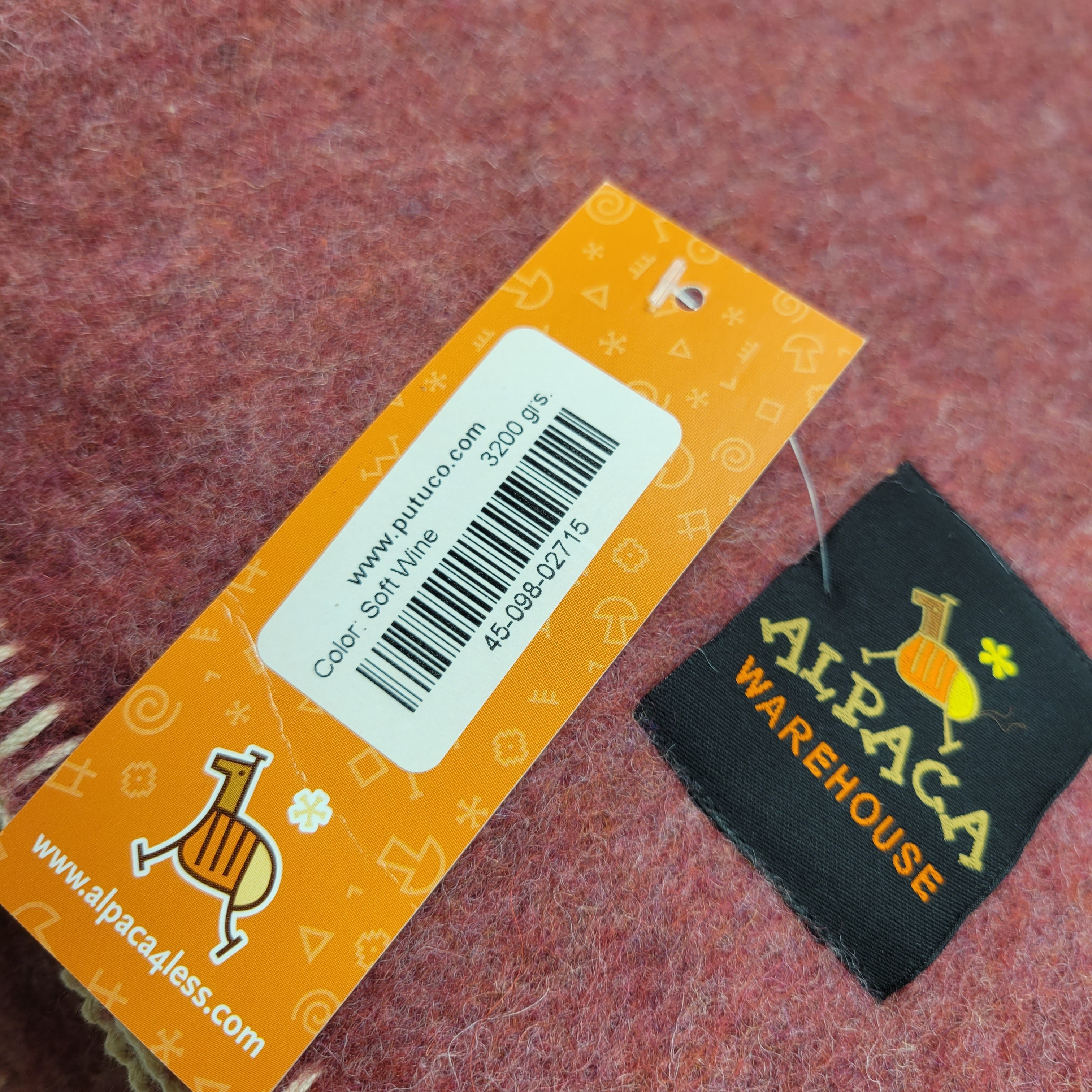 Thick Alpaca Wool Blanket Heavyweight, Ethnic Design, King, Soft Wine (7731226247406)