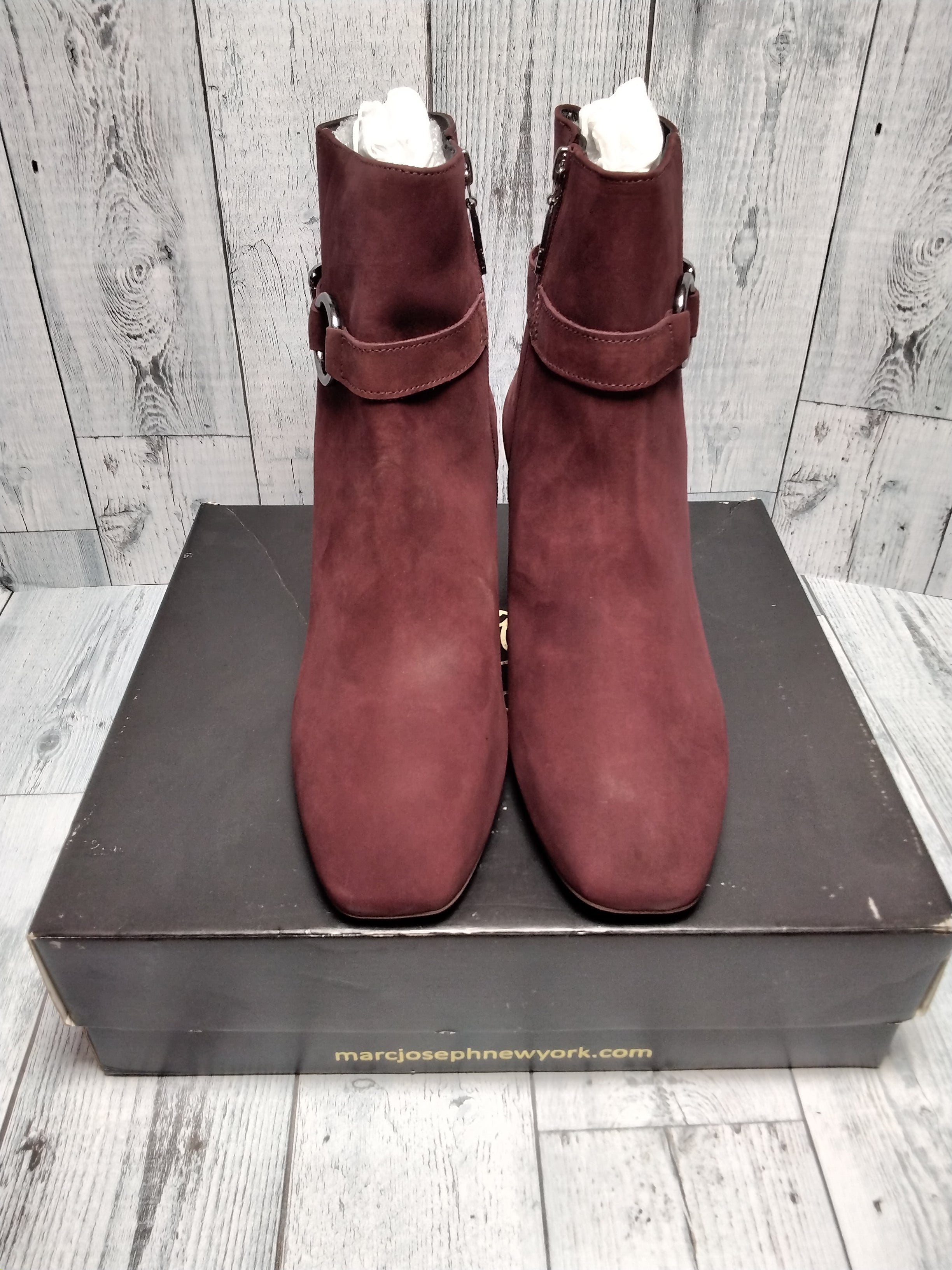 Marc Joseph New York Women's Leather Block Heel Ankle Boot, Wine, Sz 10.5 (7754706321646)