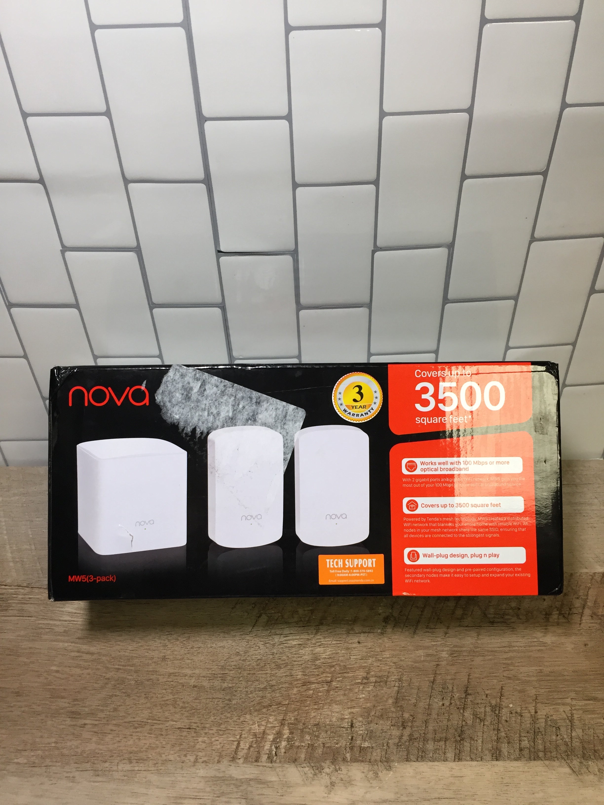 Tenda Nova Mesh WiFi System (MW5)-Up to 3500 sq.ft. Plug-in Design, 3-pack (6960110174391)