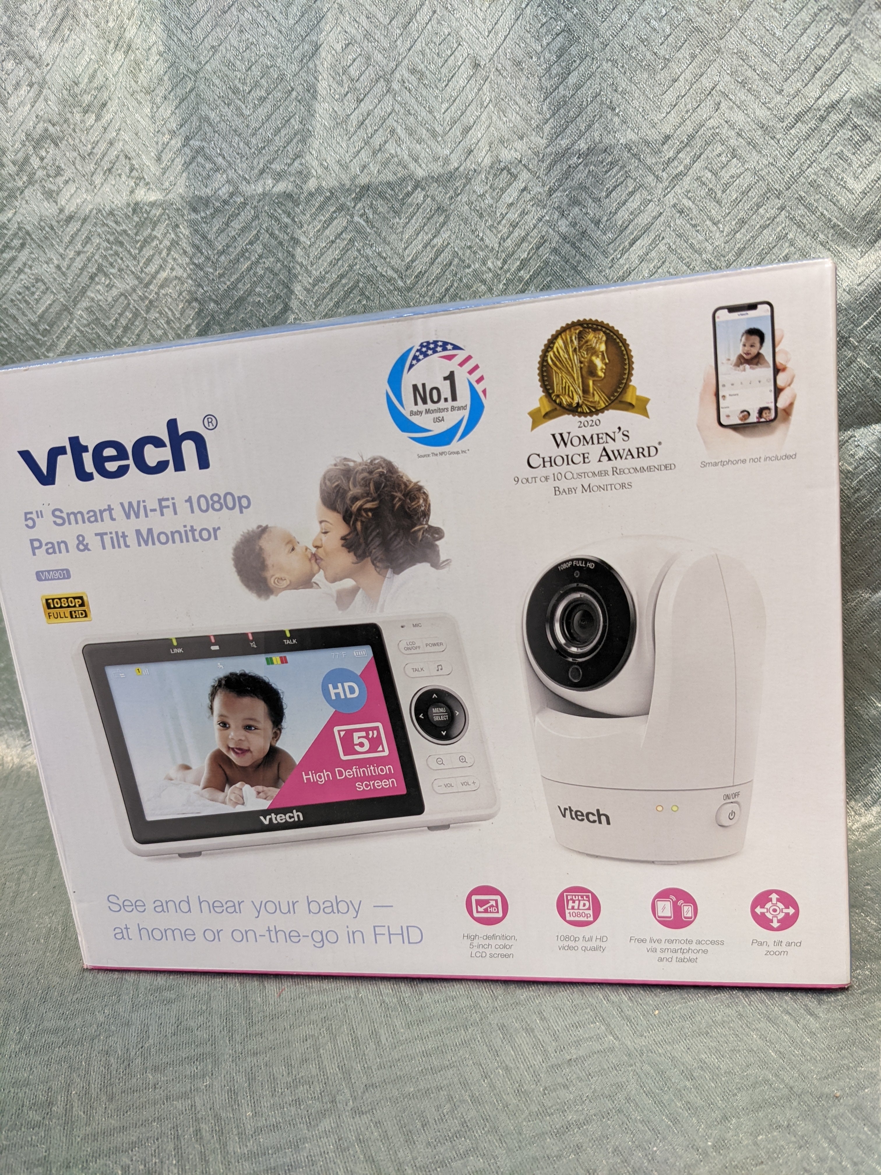 VTech Upgraded Smart WiFi Baby Monitor VM901, 5-inch 720p Display, 1080p Camera, HD NightVision (7550560403694)