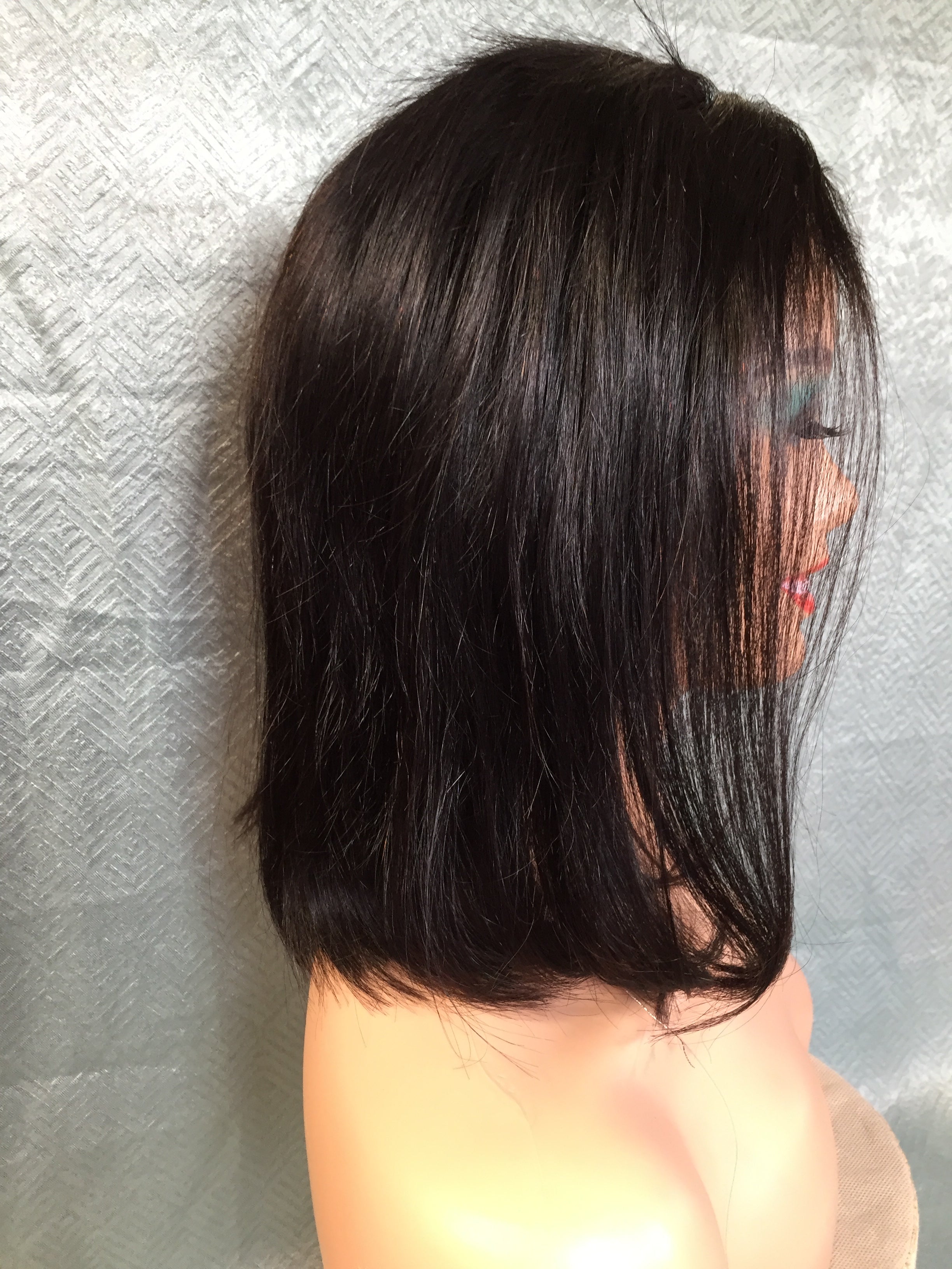 Front Lace Black Human Hair Wig (7617204388078)