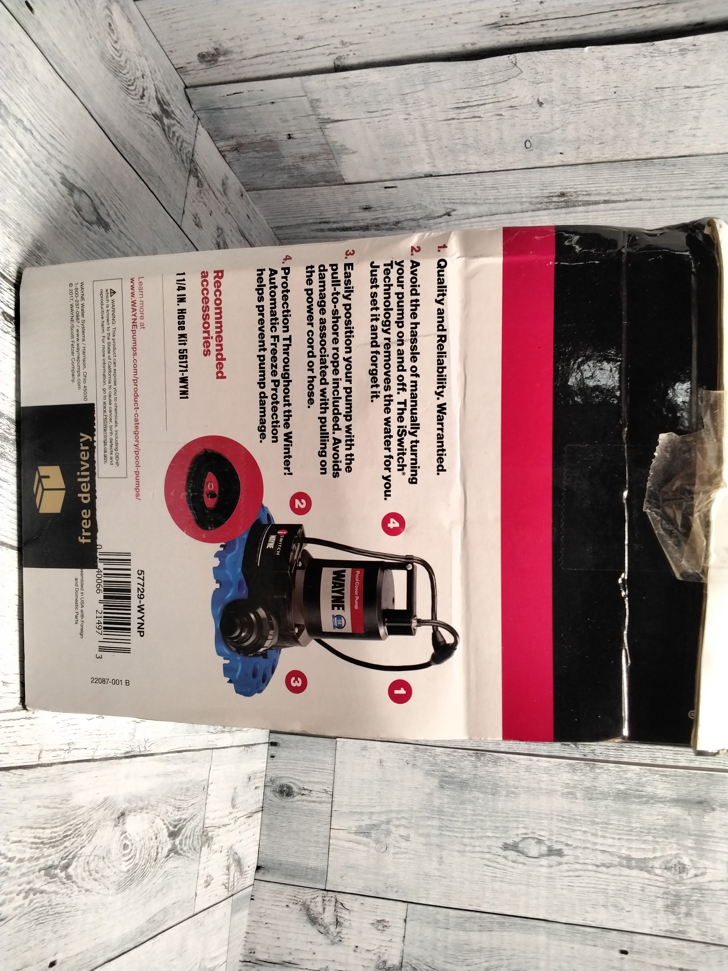 Wayne Pool Cover Pump 1/4 HP 3000 Gallons Per Hour (7913610346734)