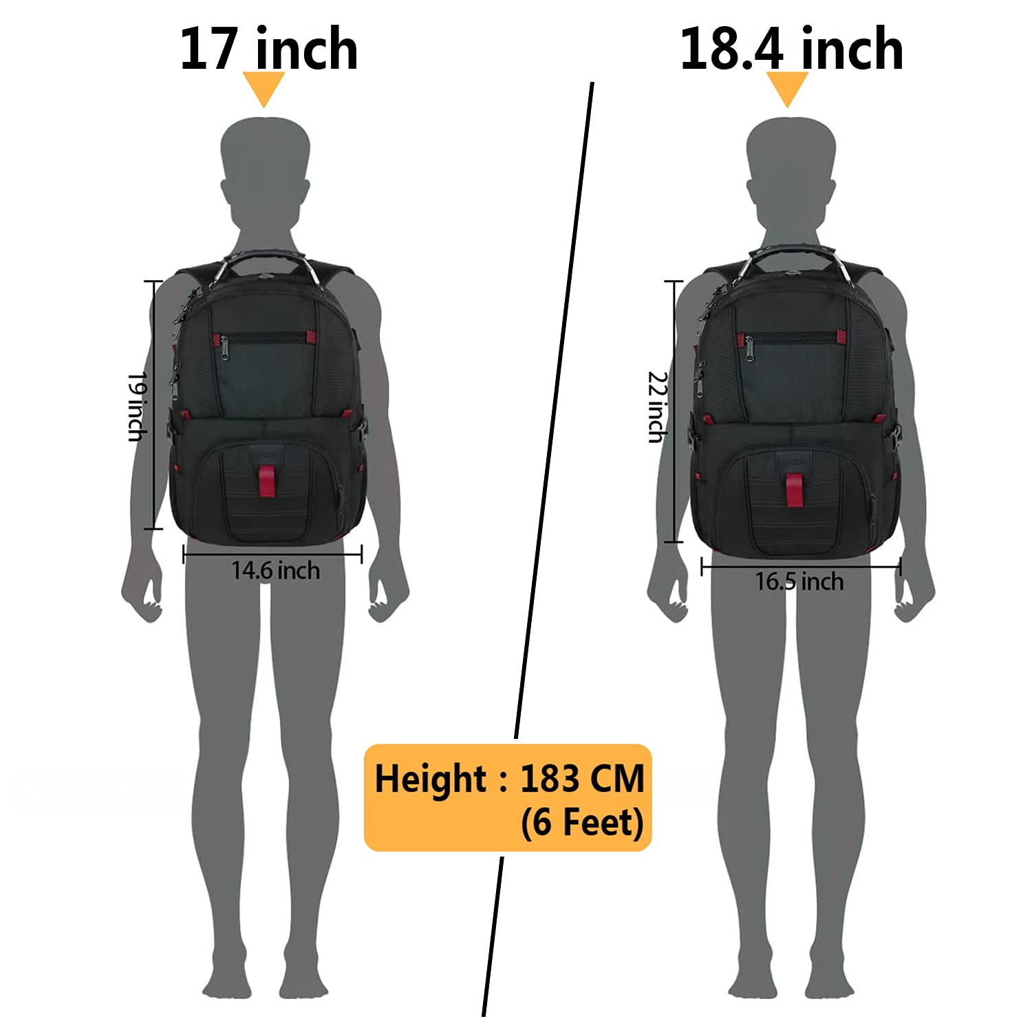 YOREPEK 18.4 Laptop Backpack with USB Charger Port, TSA Friendly Flight Approved (7567348170990)