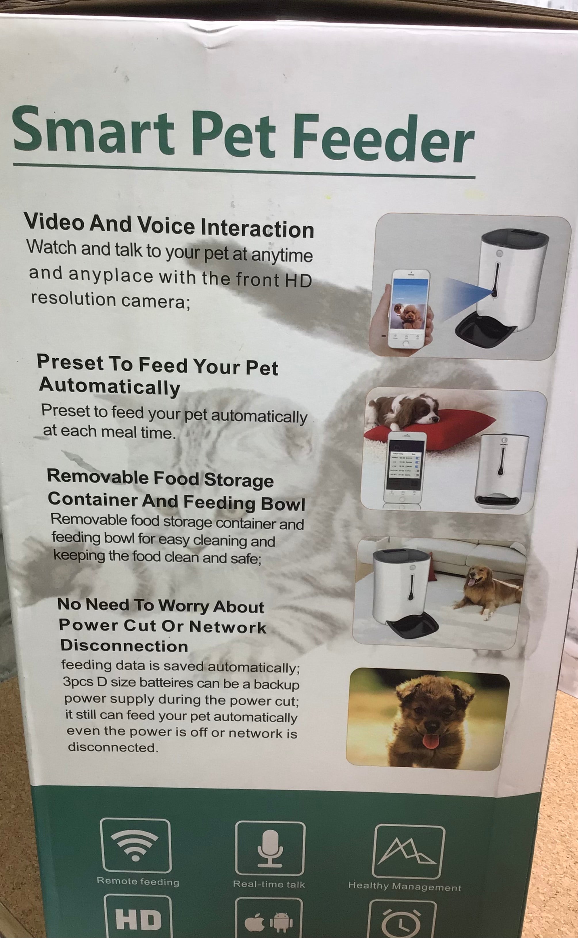 WOPET Automatic ,Camera, Smart Feeder Cat Dog Food Dispenser **Tested** (7763794297070)