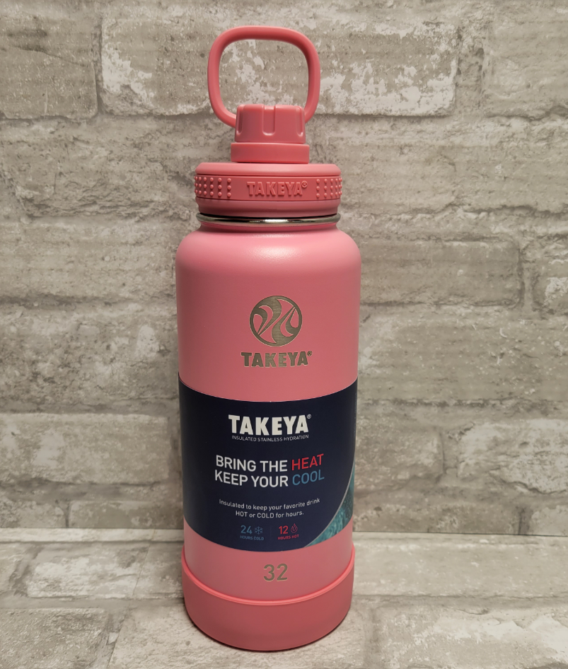 Takeya Actives Insulated Stainless Steel Water Bottle w/ Spout Lid, 32oz, Pink (8017894637806)