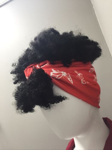 Aisaide Short Black Afro Kinky Curly w/ Bangs Wrap Wigs 2 in 1 Afro Headwrap (6922755965111)