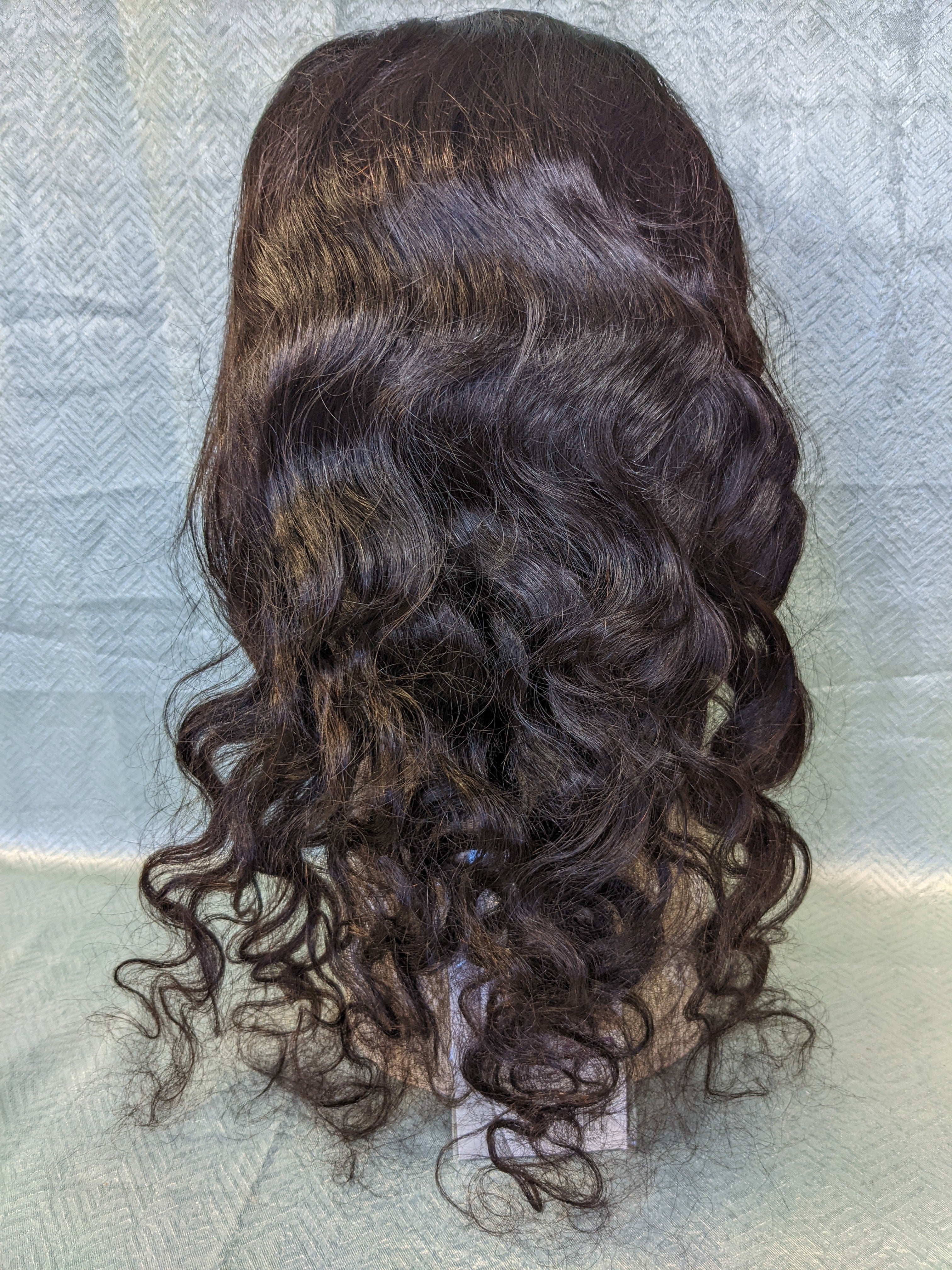 100% Human Hair Wig Natural Curly Dark Brown 28
