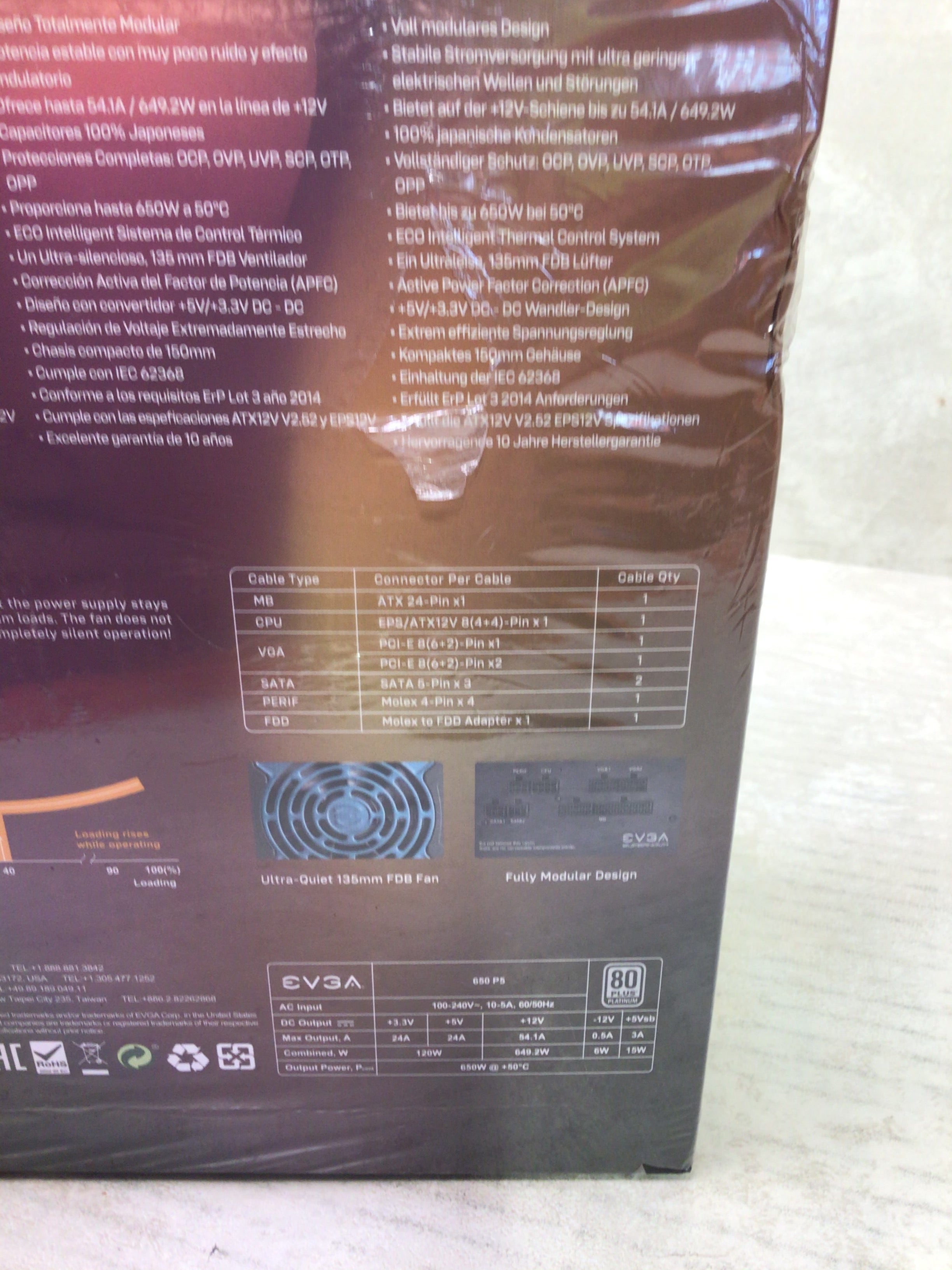 EVGA SuperNOVA 650 P5, 80 Plus Platinum 650W, (7666035589358)