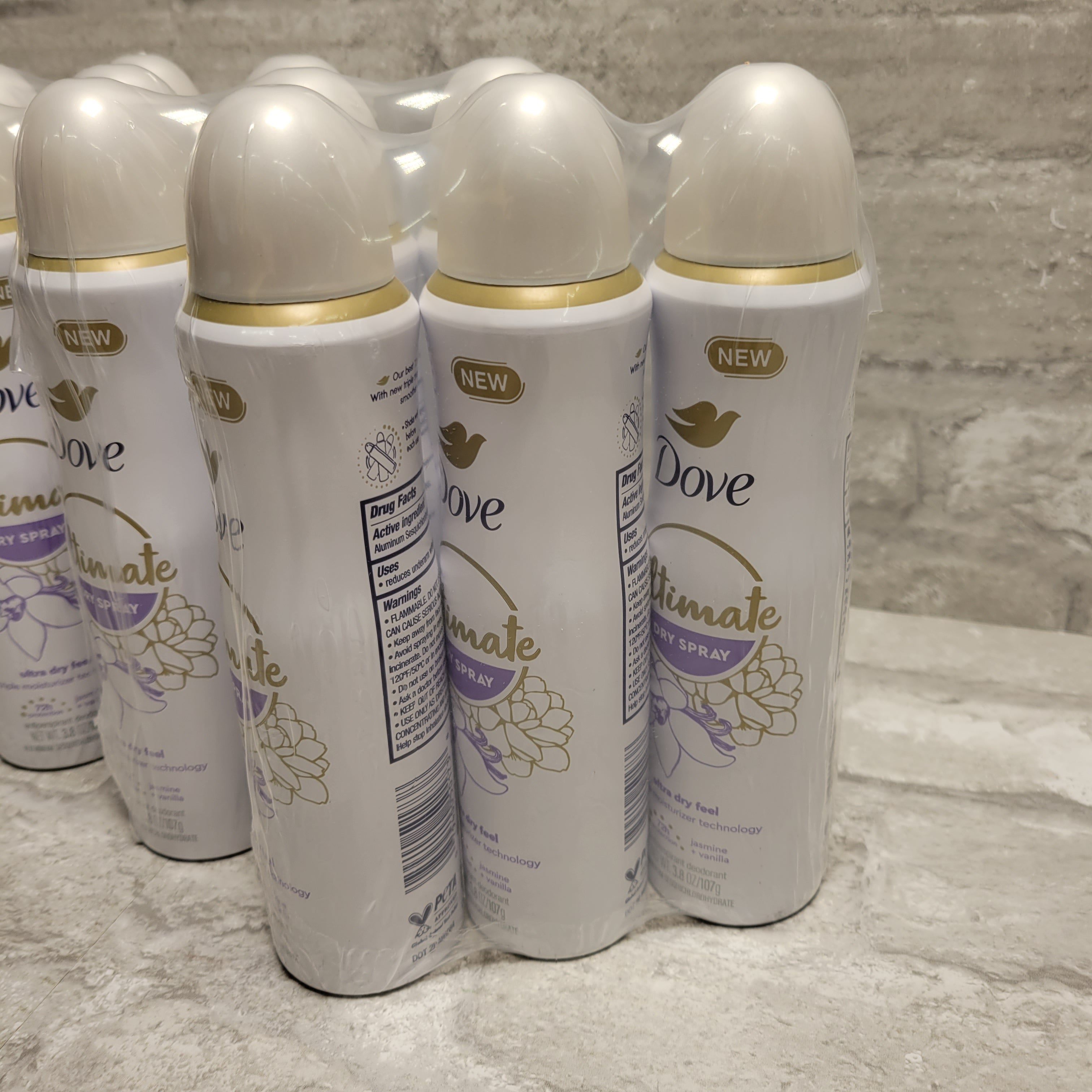 Dove Ultimate Antiperspirant Deodorant Dry Spray Jasmin & Vanilla 3.08oz, 12 Pk (8035449077998)