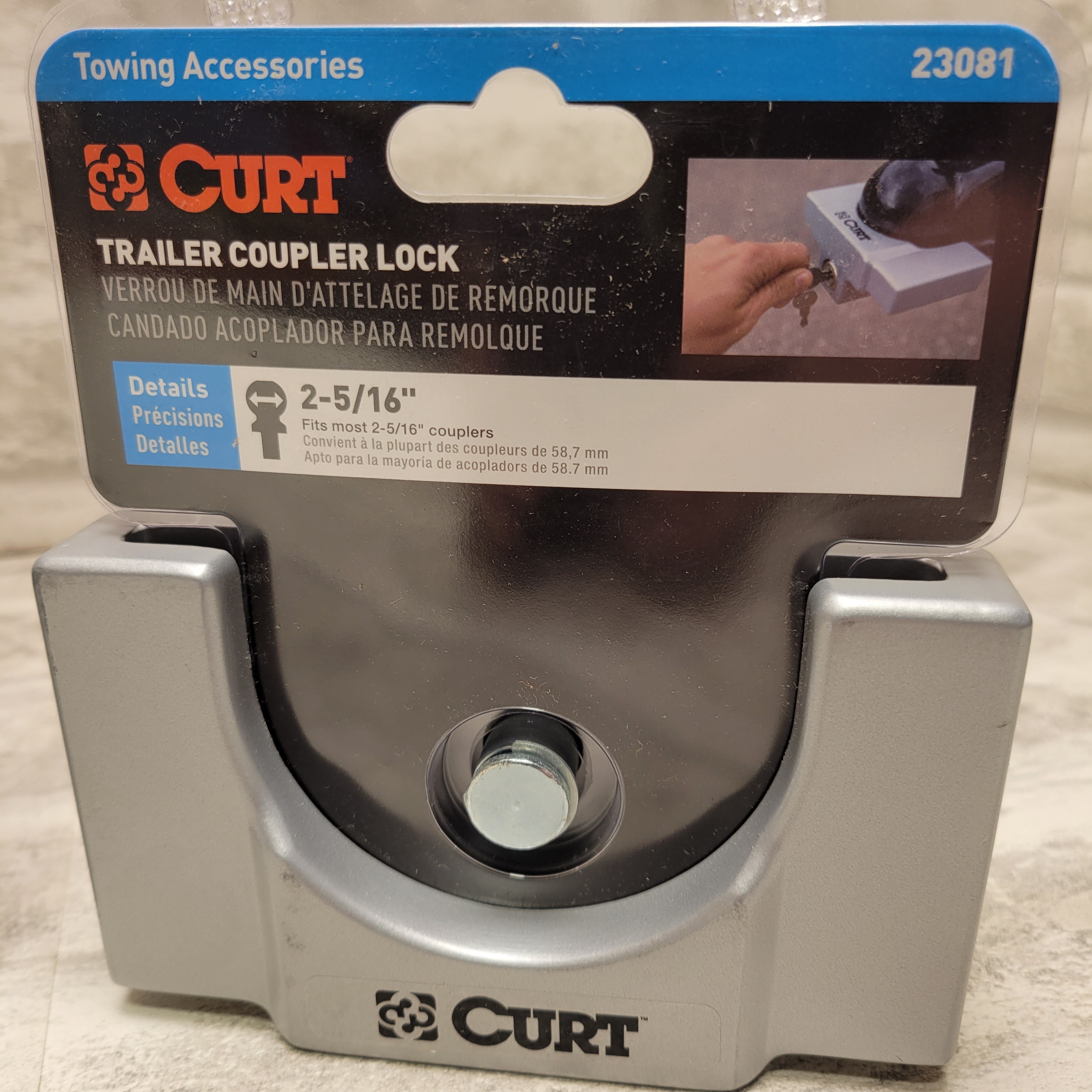 (Lot of 2) CURT 23081 Powder-Coated Trailer Tongue Lock, 2-5/16