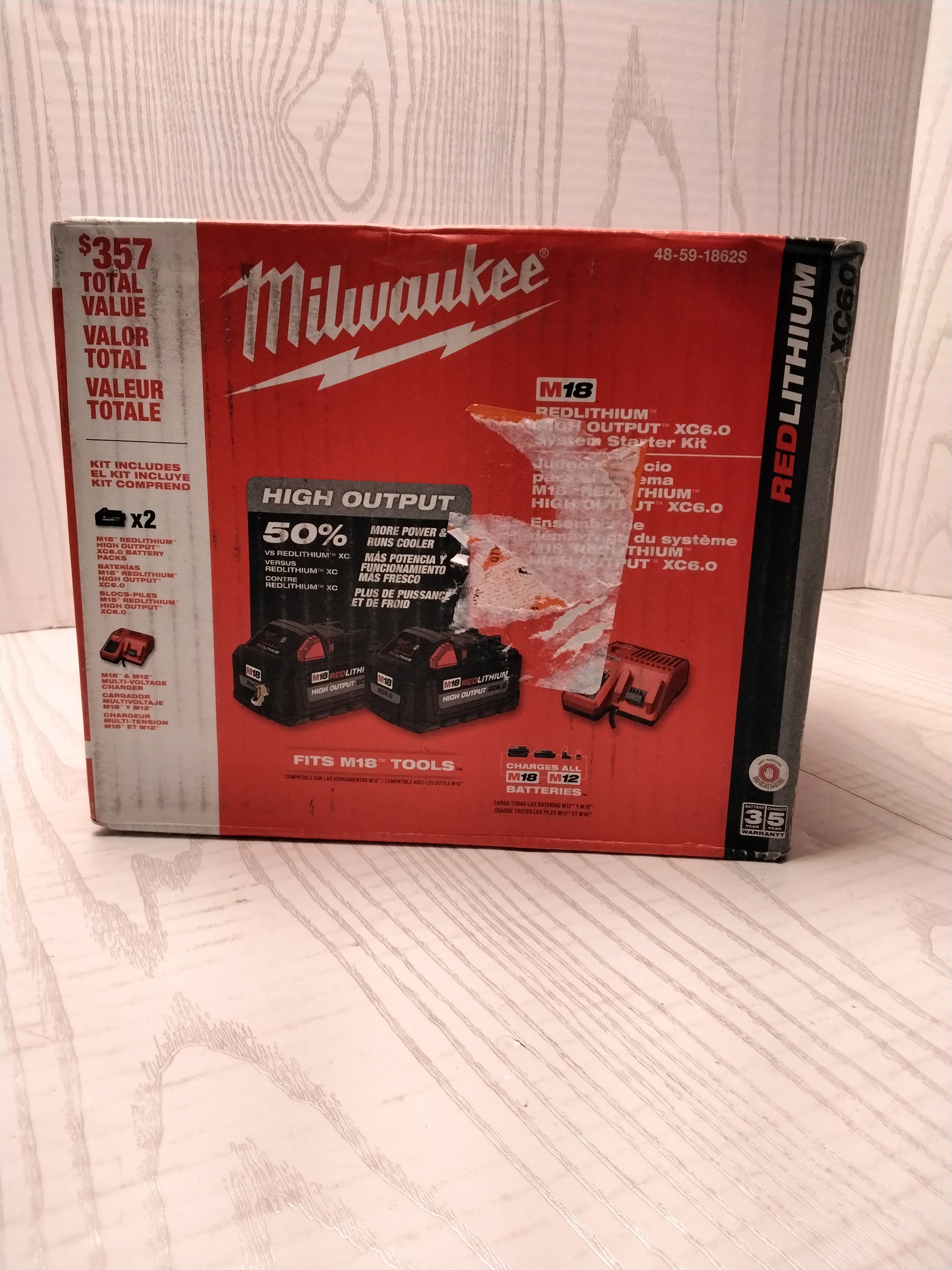 *NEW, BATTERIES STILL SEALED* Milwauke M18 XC6.0 Starter Kit 48-59-1862S (7923818594542)
