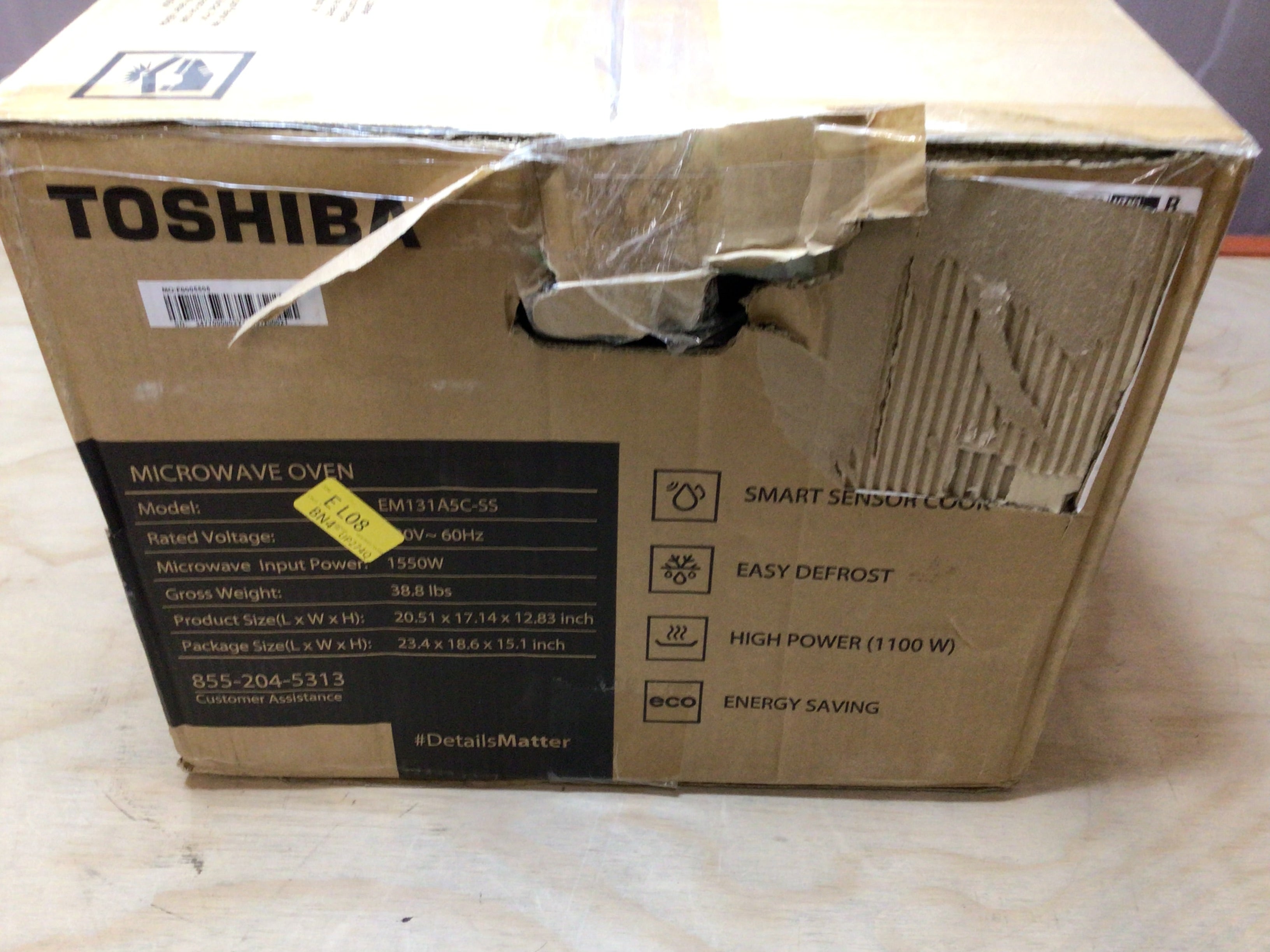TOSHIBA EM131A5C-SS Stainless Steel Countertop Microwave Oven Smart Sensor (8109858554094)