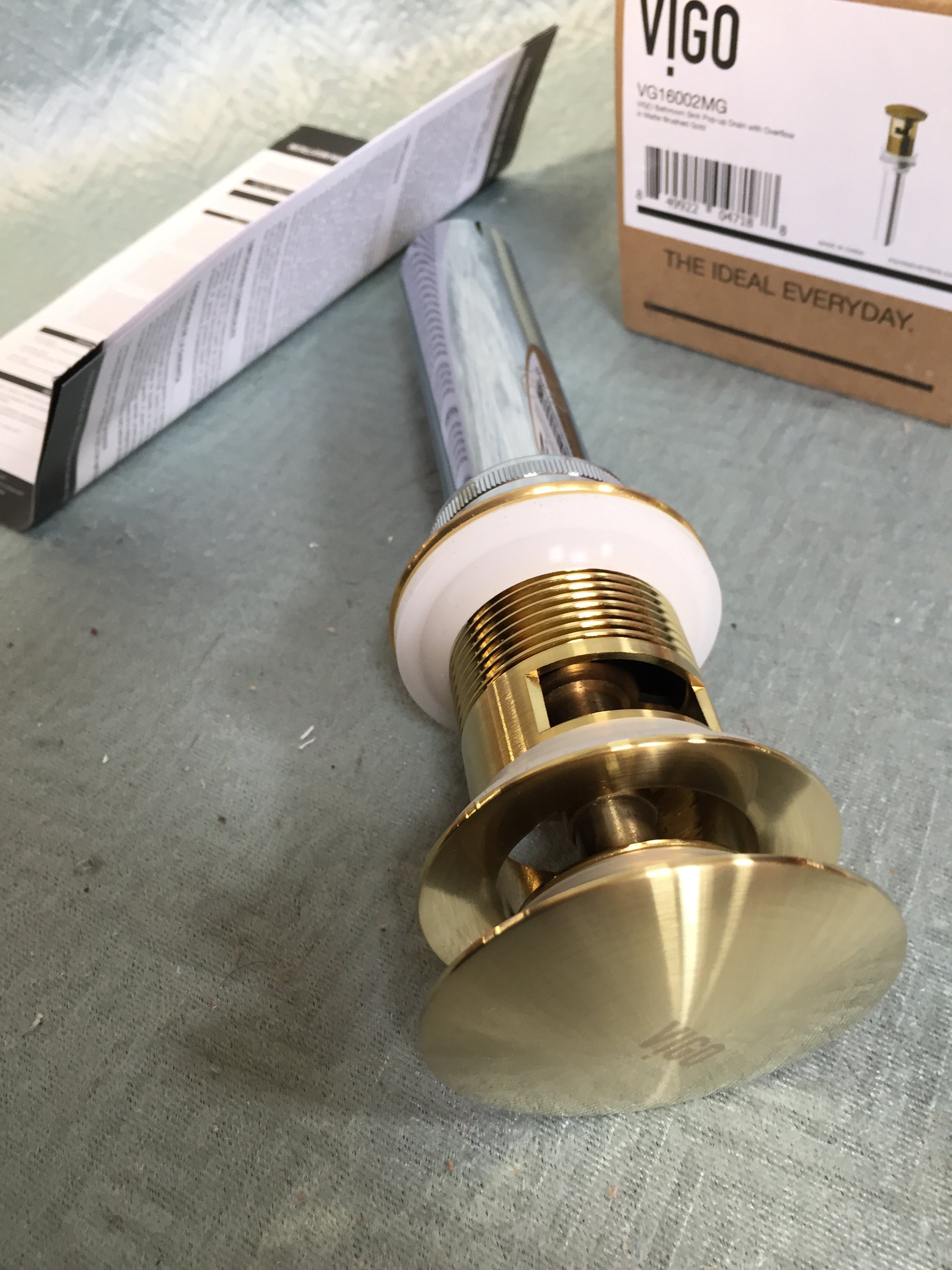 VIGO VG16002MG Bathroom Sink Pop-up Drain Brushed Matte Gold (7653219238126)