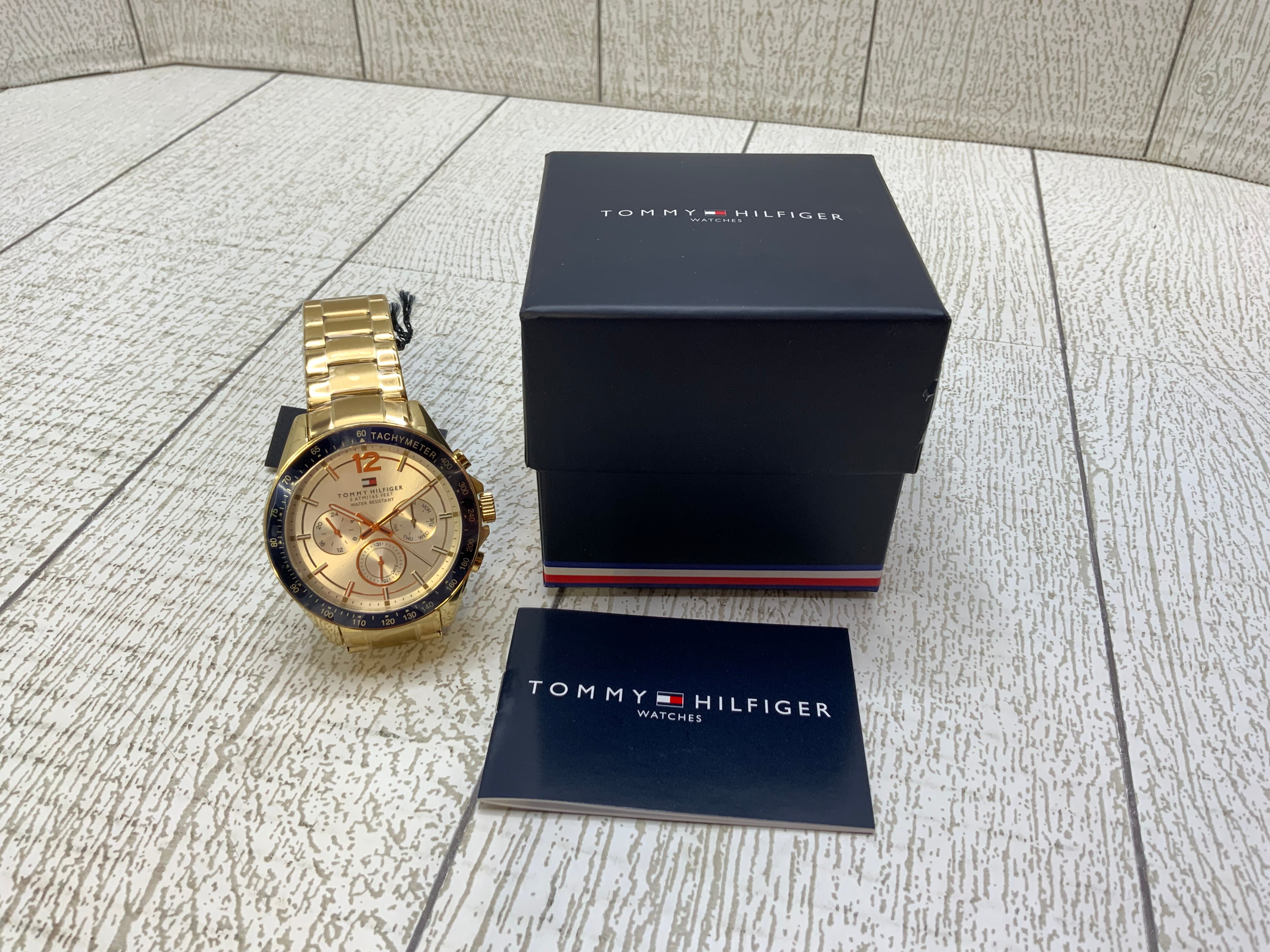 Tommy Hilfiger 1791121 White Dial Gold Tone Mens Watch (7957851865326)